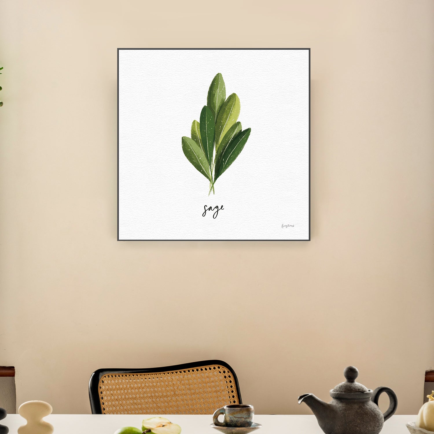 wall-art-print-canvas-poster-framed-Sage Herbs White, Style A , By Becky Thorns-2