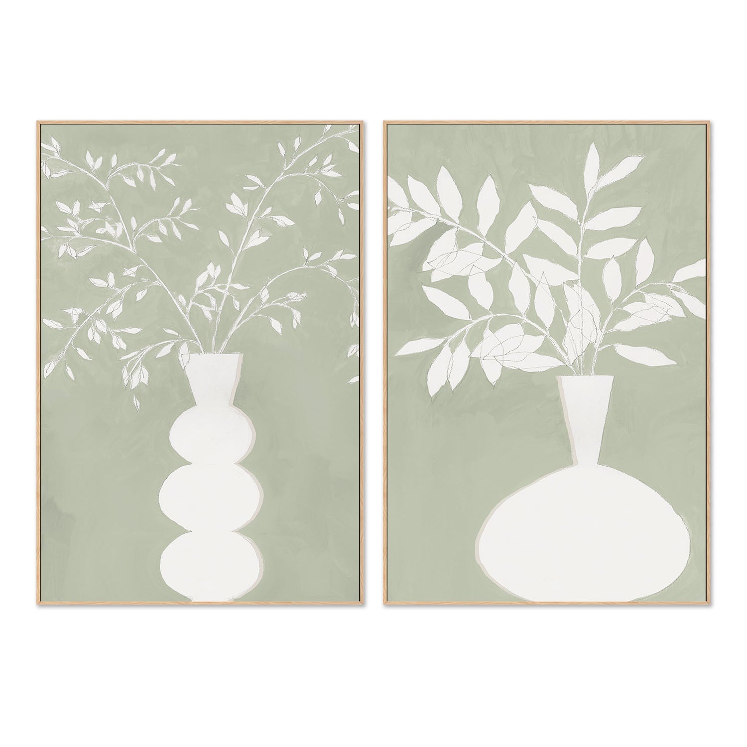 wall-art-print-canvas-poster-framed-Sage Vase, Style A & B, Set Of 2 , By Aria K-4