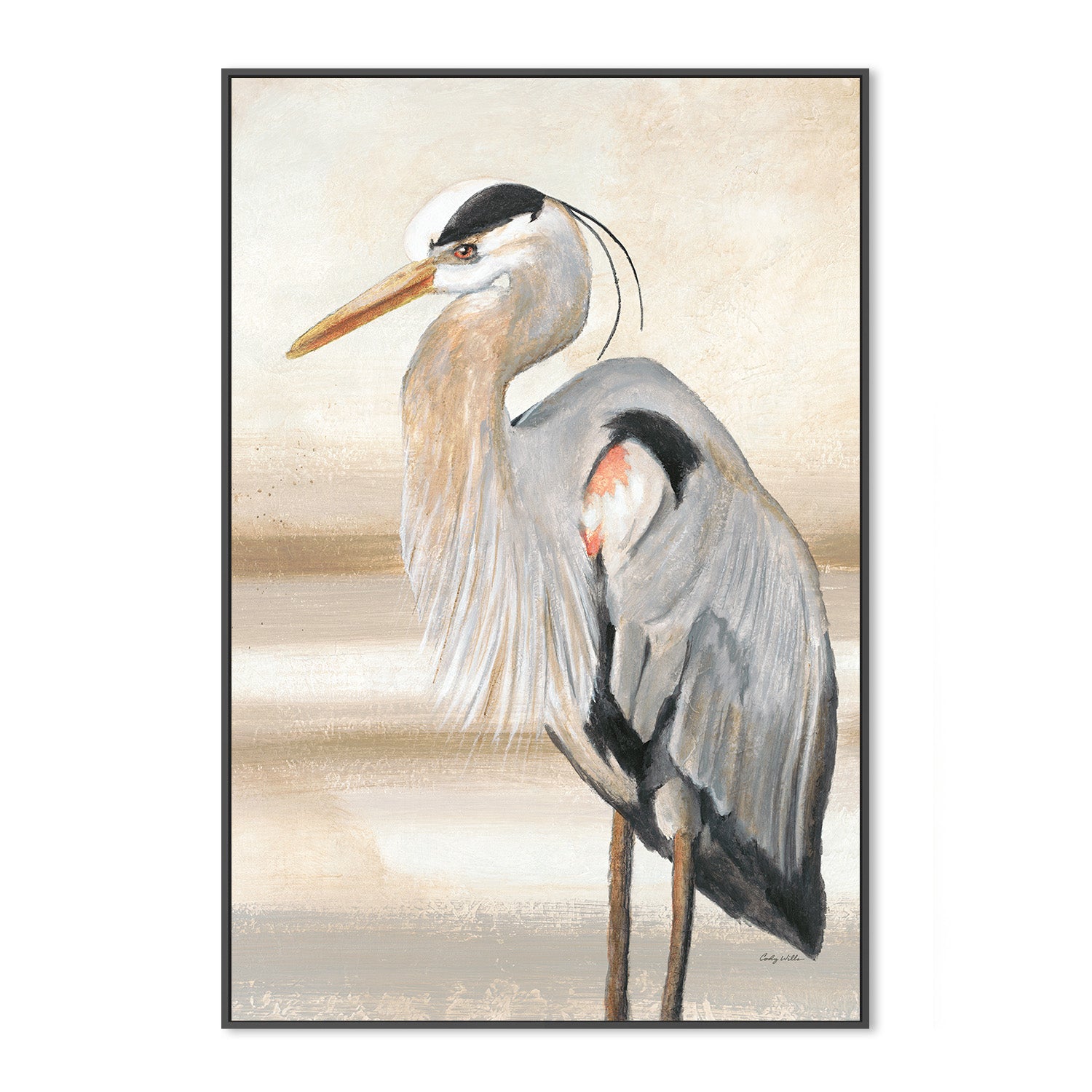 wall-art-print-canvas-poster-framed-Sandy Beach Heron, Style B-3