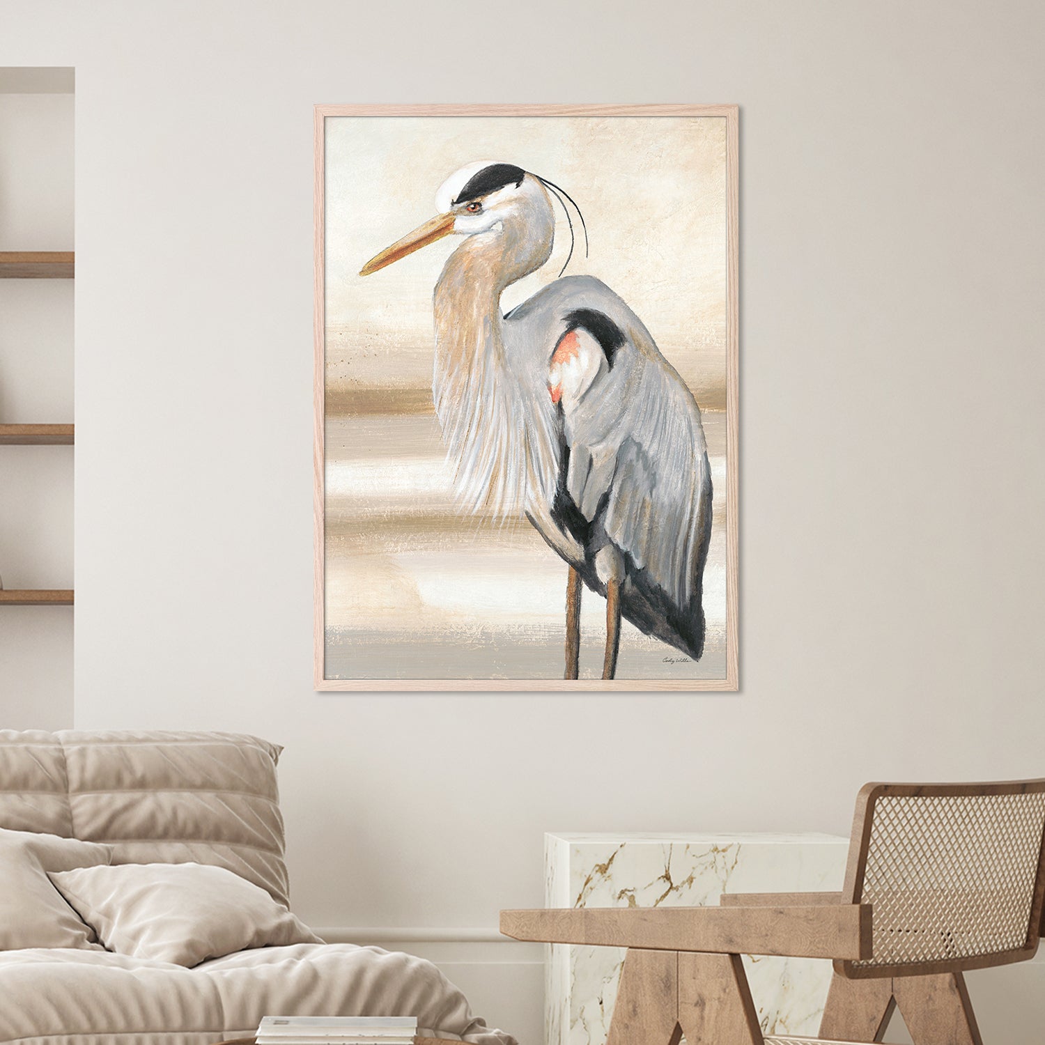 wall-art-print-canvas-poster-framed-Sandy Beach Heron, Style B-7