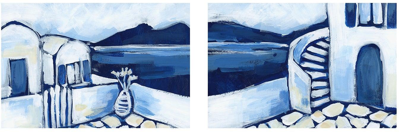 wall-art-print-canvas-poster-framed-Santorini Views , Style A & B, Set Of 2 , By Jetty Home-1