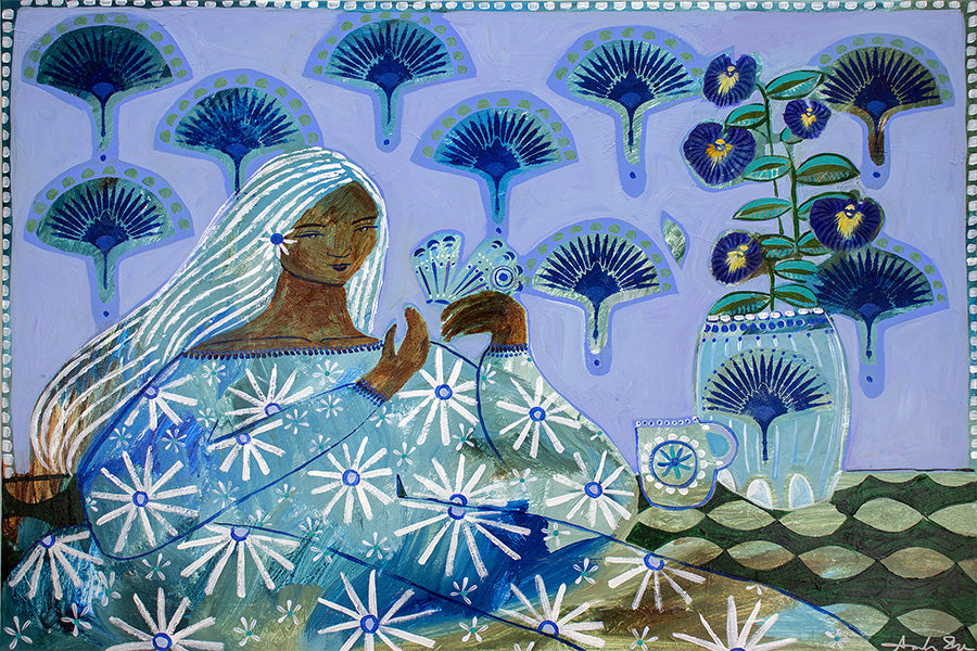 wall-art-print-canvas-poster-framed-Sapphira, Blue Butterfly Tea , By Amanda Skye-1