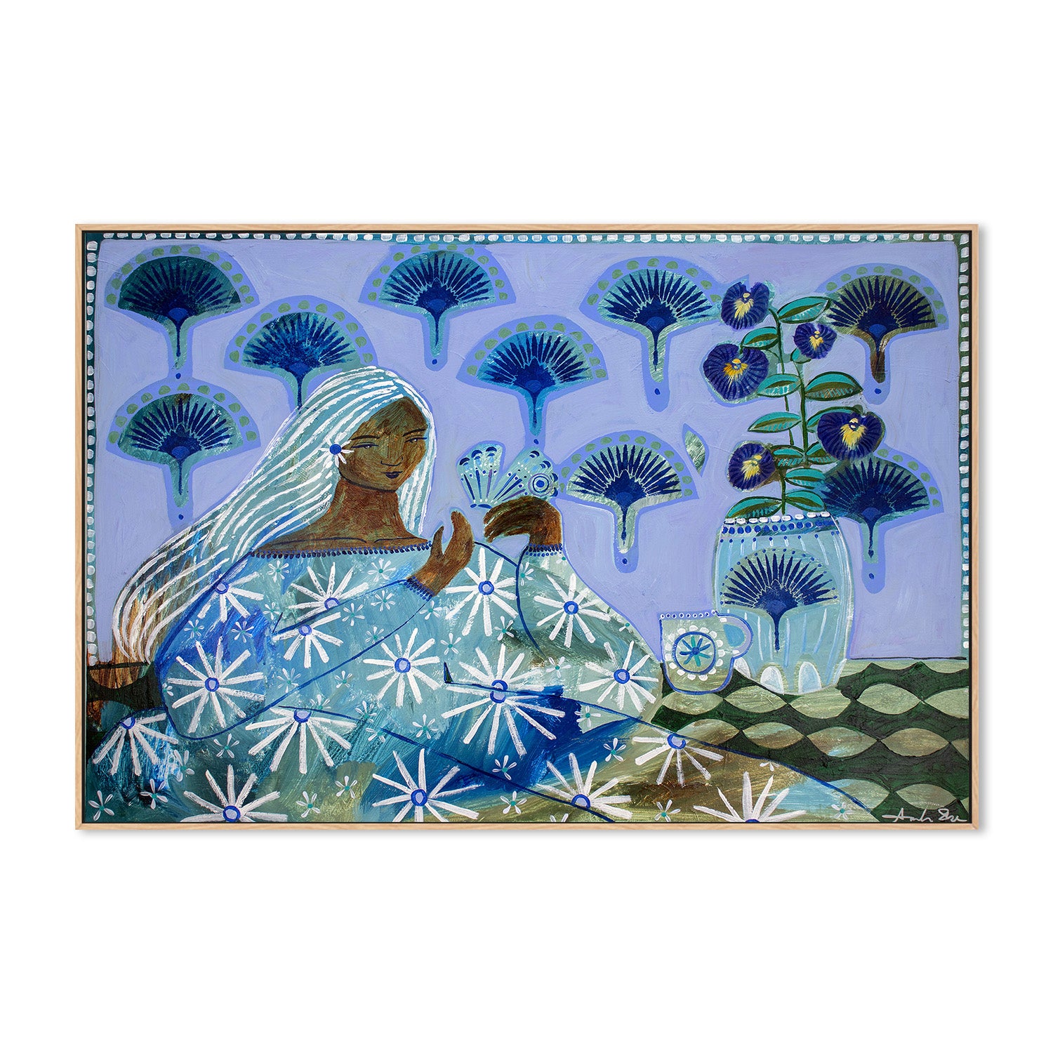 wall-art-print-canvas-poster-framed-Sapphira, Blue Butterfly Tea , By Amanda Skye-5