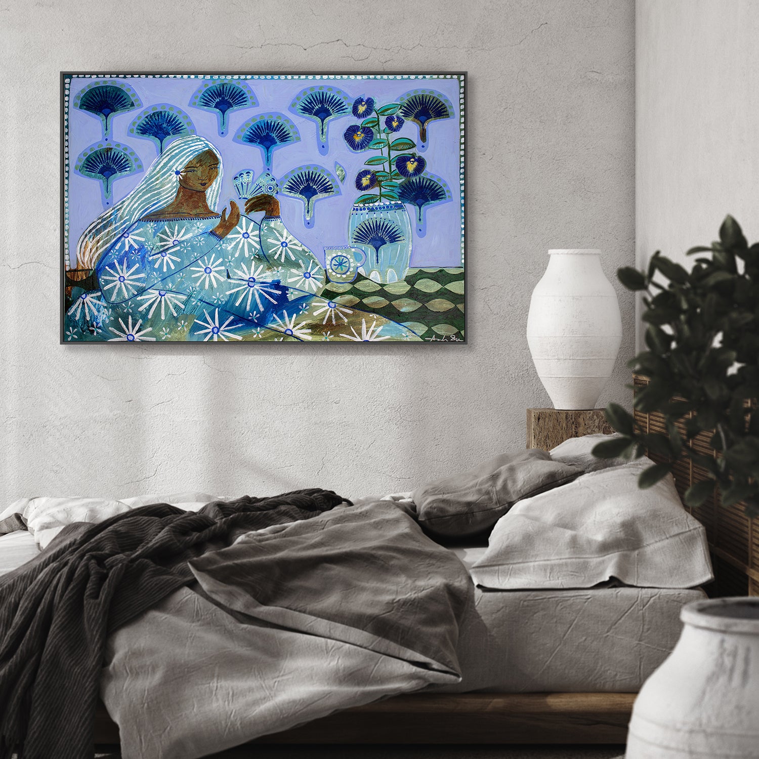 wall-art-print-canvas-poster-framed-Sapphira, Blue Butterfly Tea , By Amanda Skye-8