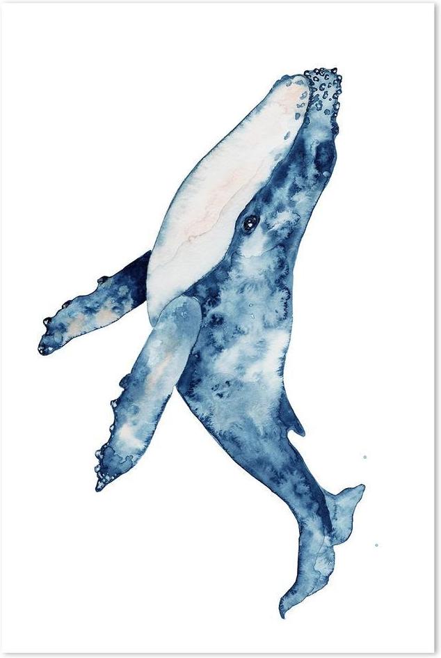 wall-art-print-canvas-poster-framed-Sealife Watercolor Painting, Whale-by-Gioia Wall Art-Gioia Wall Art