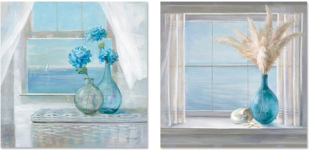 wall-art-print-canvas-poster-framed-Seaside View Beach House, Set of 2-by-Danhui Nai-Gioia Wall Art