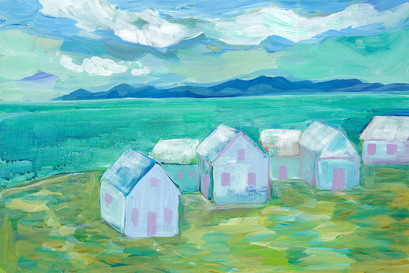 wall-art-print-canvas-poster-framed-Seaside Village, Style B , By CJ Swanson-1