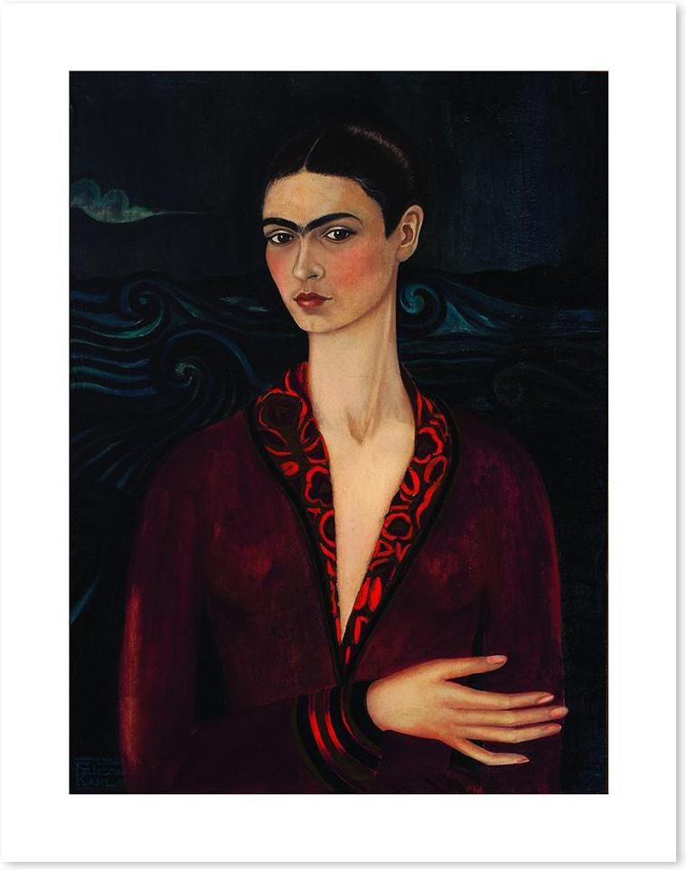 wall-art-print-canvas-poster-framed-Self Portrait In A Velvet Dress, By Frida Kahlo-by-Gioia Wall Art-Gioia Wall Art