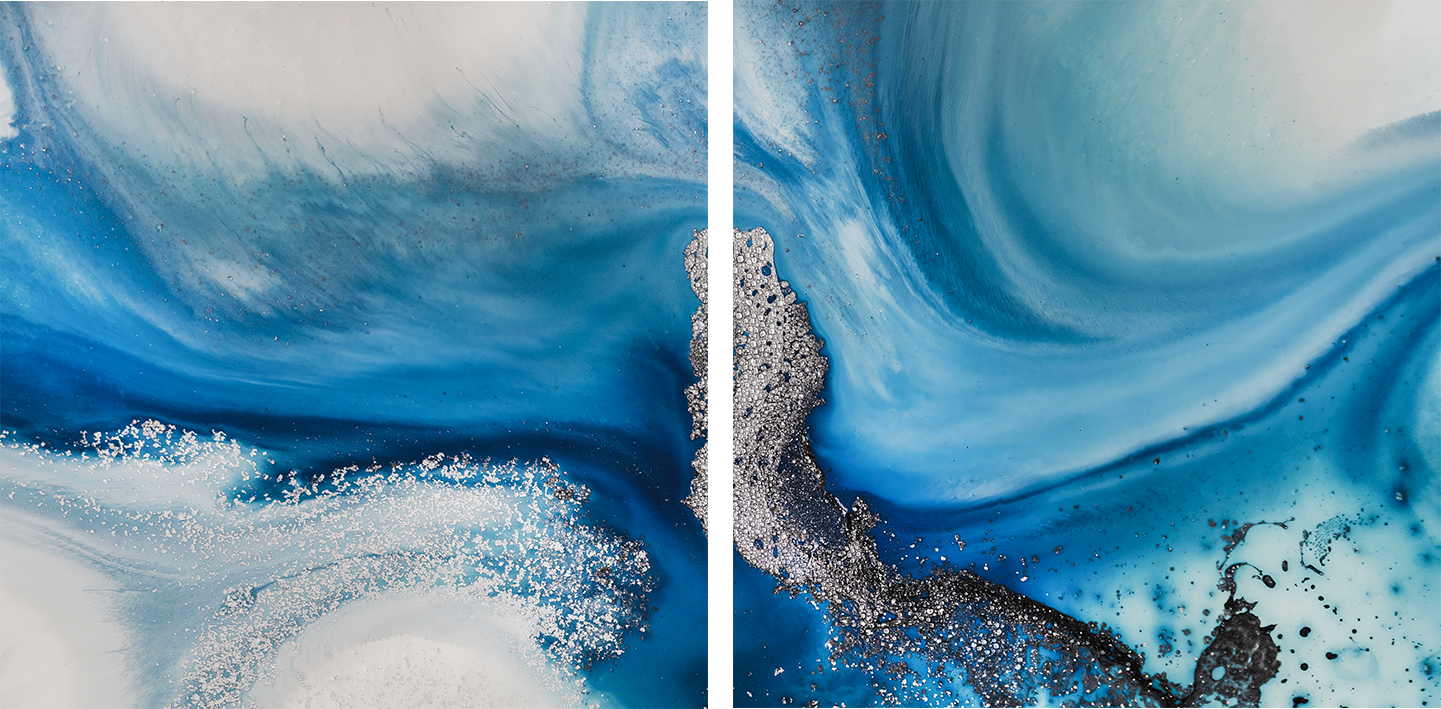 wall-art-print-canvas-poster-framed-Shallow Chanel Square, Style A, Shallow Seas Square, Style B, Set Of 2 , By Petra Meikle-1