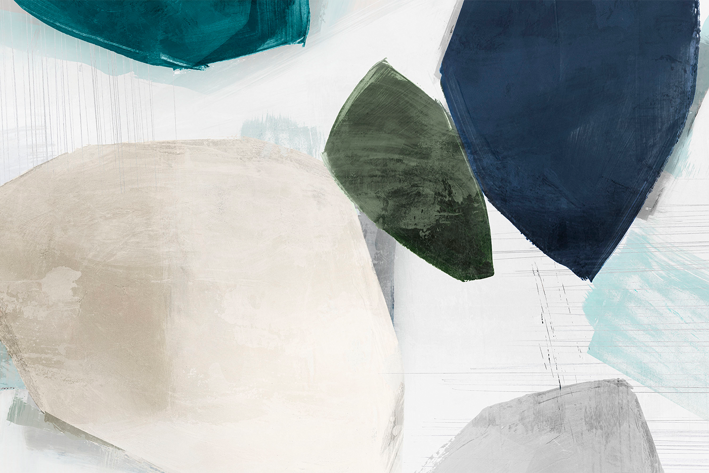 wall-art-print-canvas-poster-framed-Shapes of Blue Blobs, Style A-1