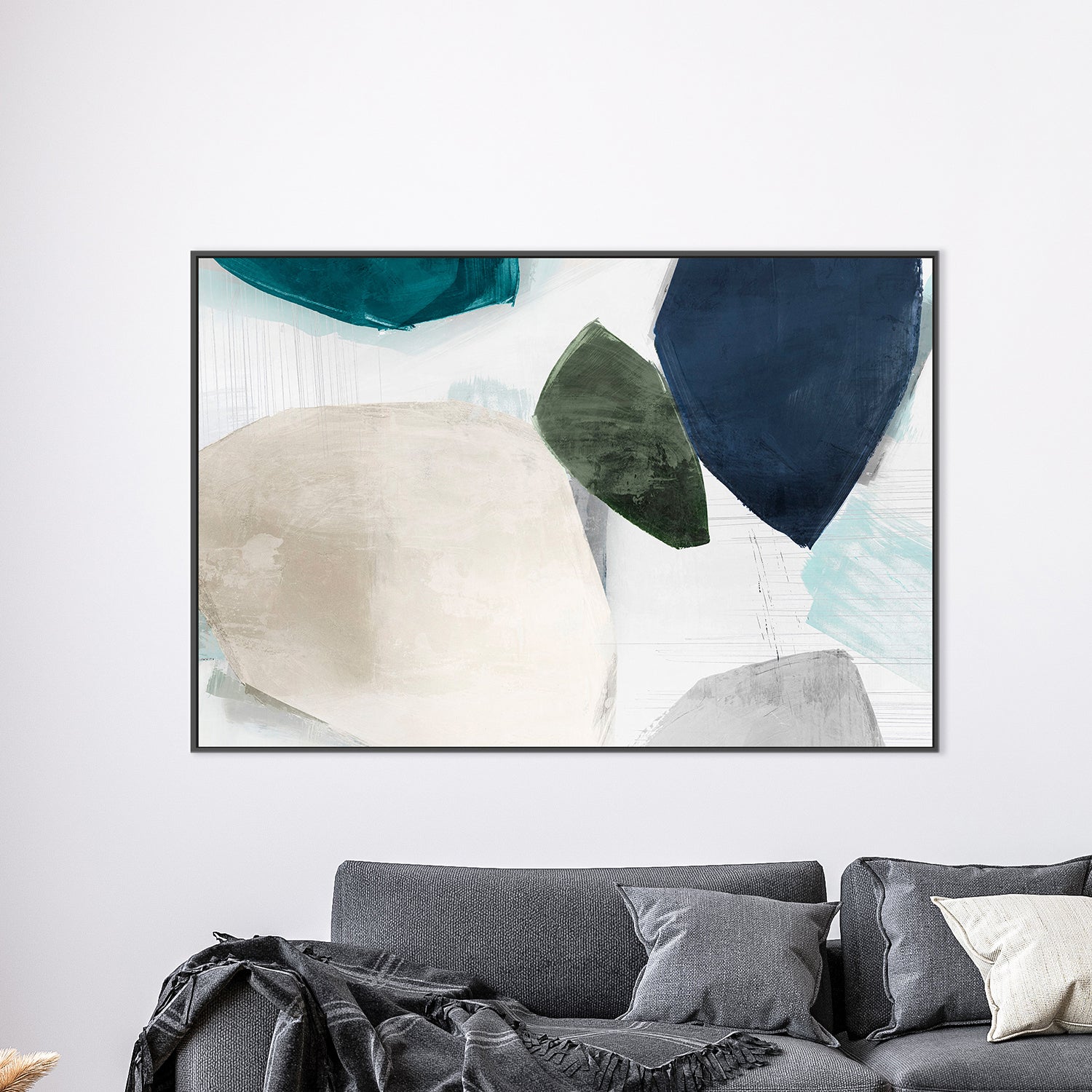 wall-art-print-canvas-poster-framed-Shapes of Blue Blobs, Style A-2