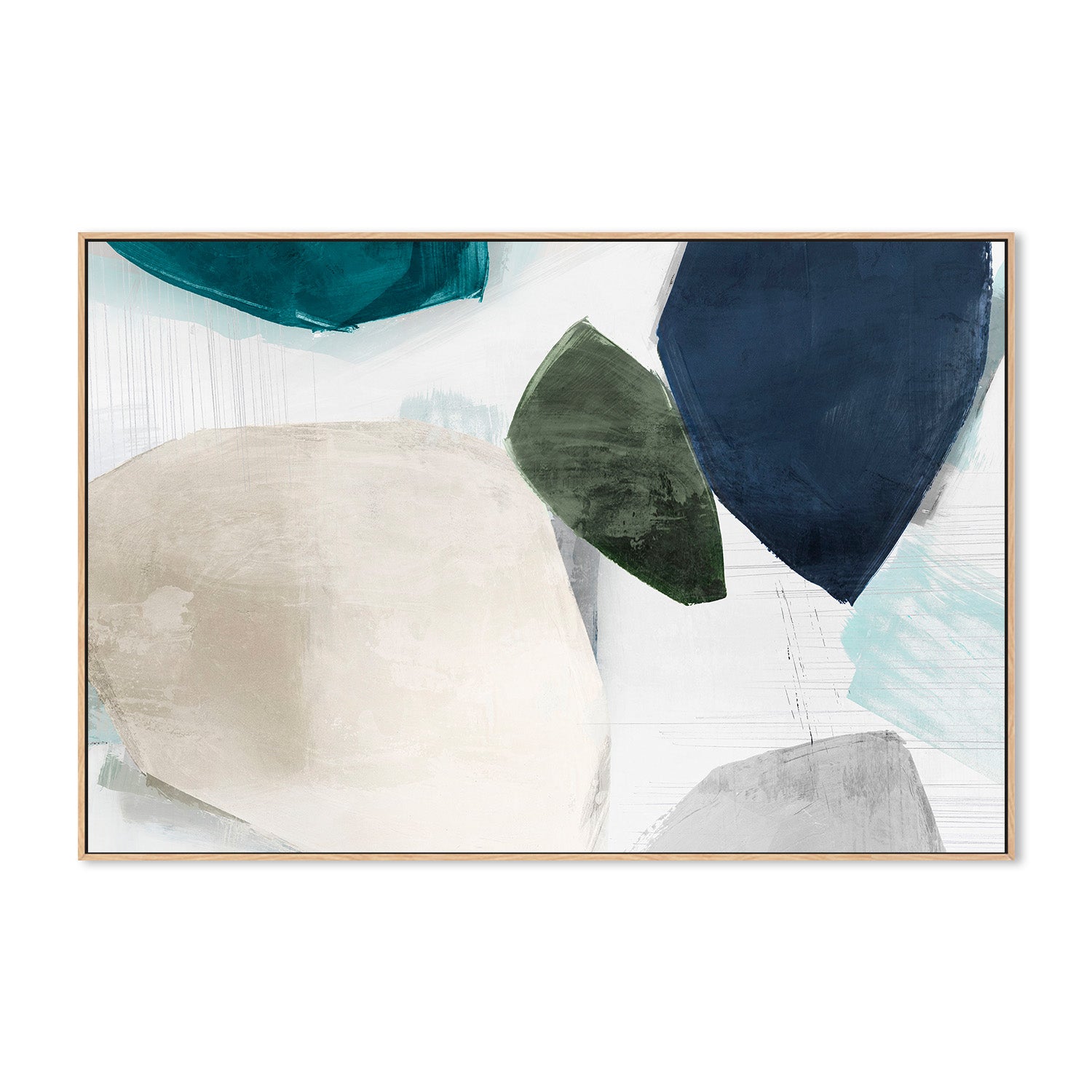 wall-art-print-canvas-poster-framed-Shapes of Blue Blobs, Style A-4