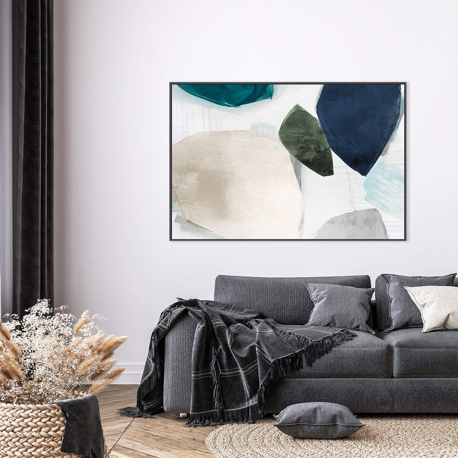 wall-art-print-canvas-poster-framed-Shapes of Blue Blobs, Style A-7