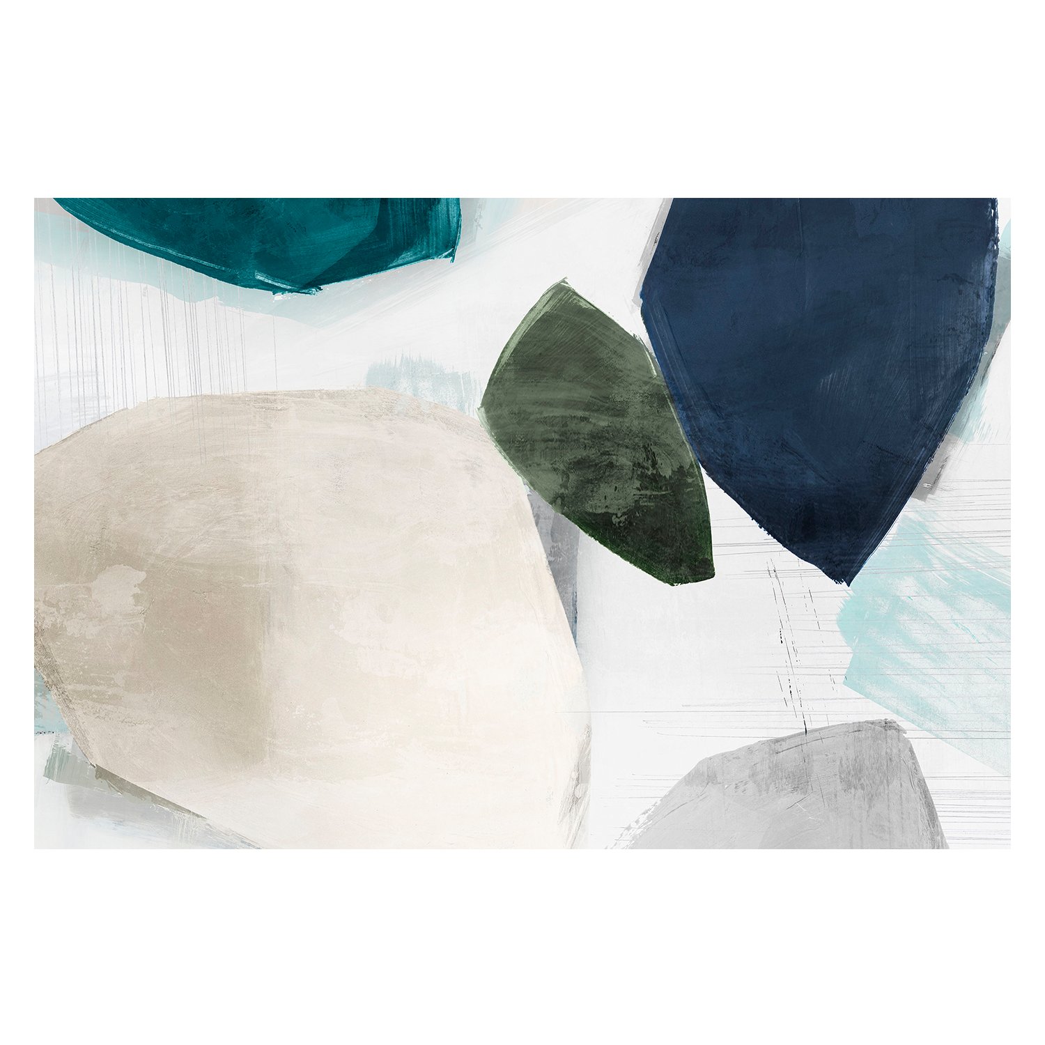 wall-art-print-canvas-poster-framed-Shapes of Blue Blobs, Style A & B, Set Of 2-8