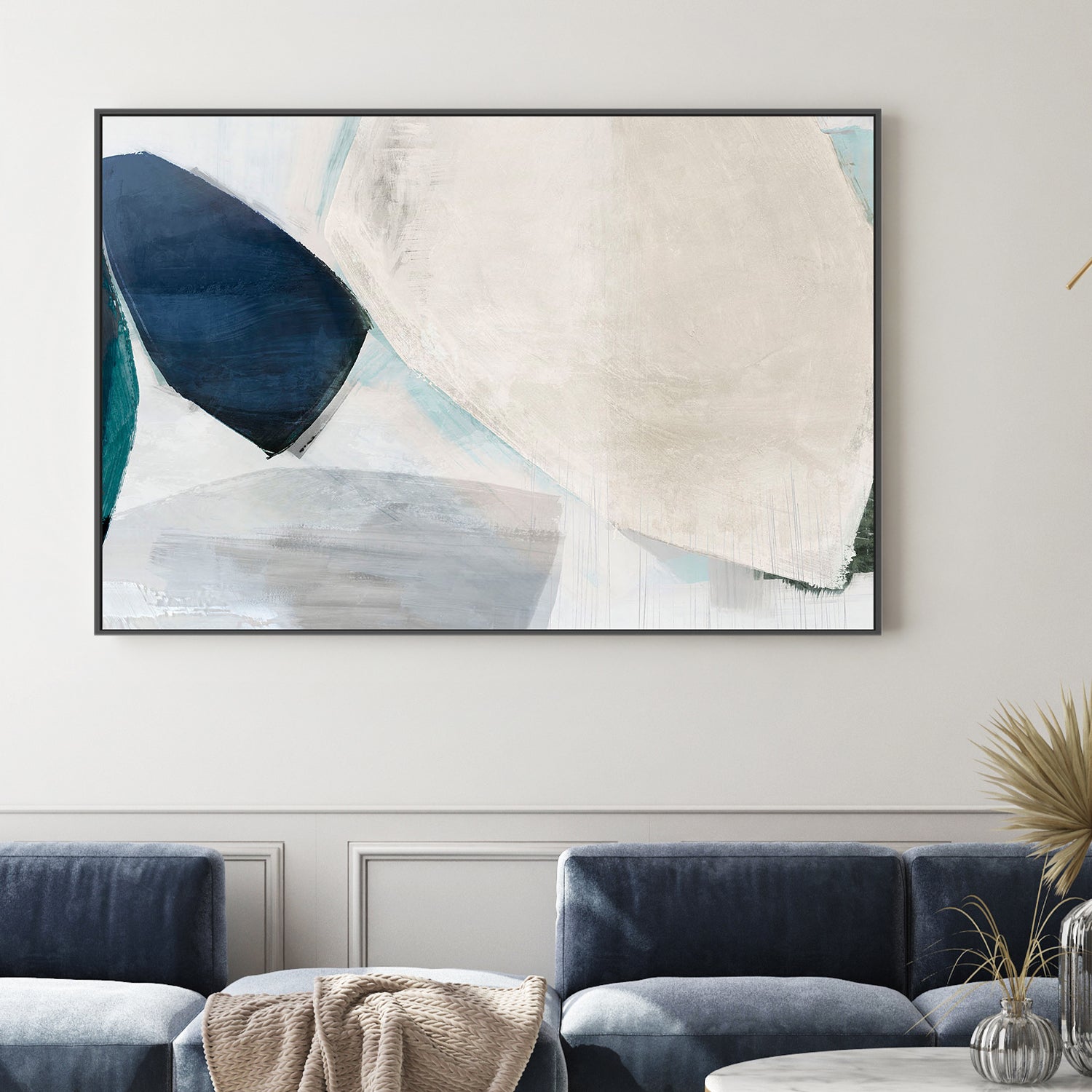 wall-art-print-canvas-poster-framed-Shapes of Blue Blobs, Style B-2