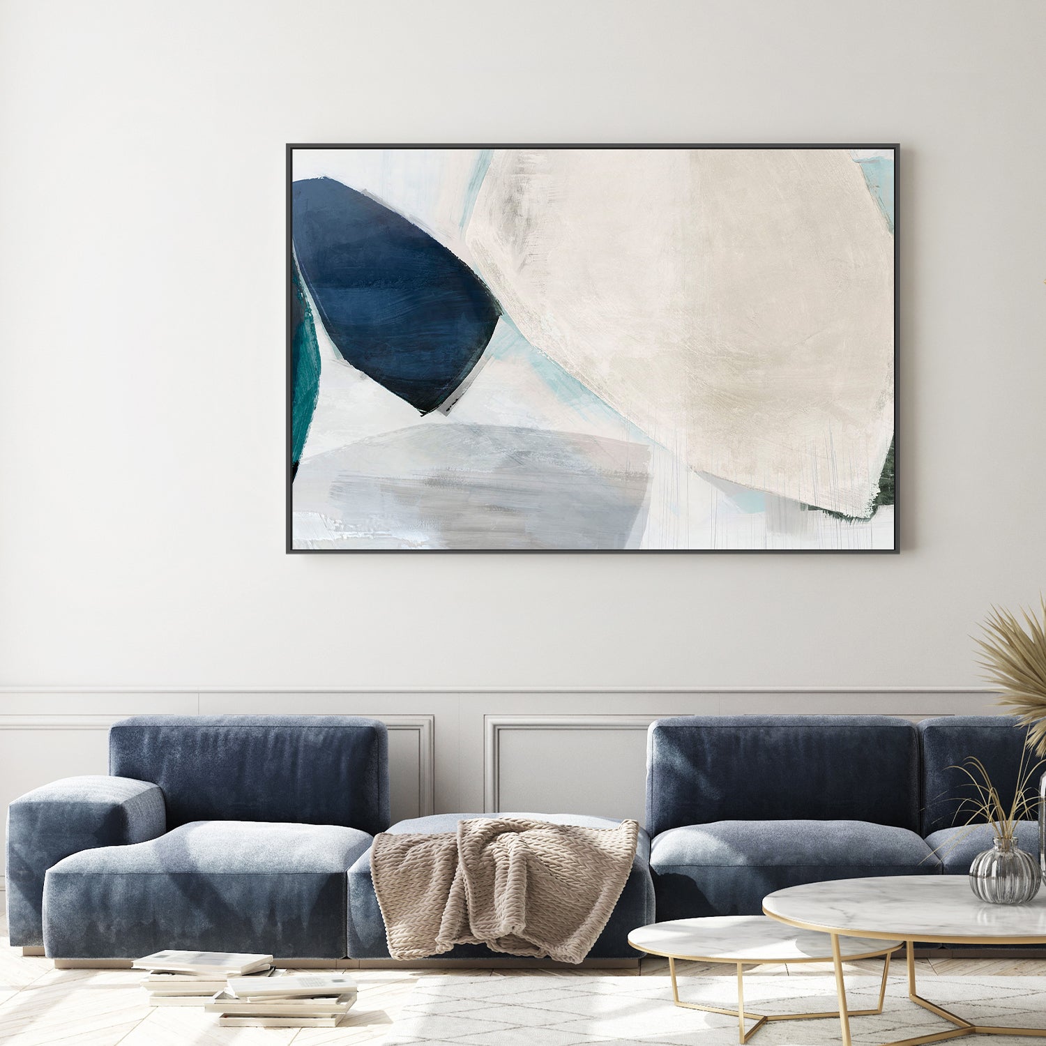 wall-art-print-canvas-poster-framed-Shapes of Blue Blobs, Style B-7
