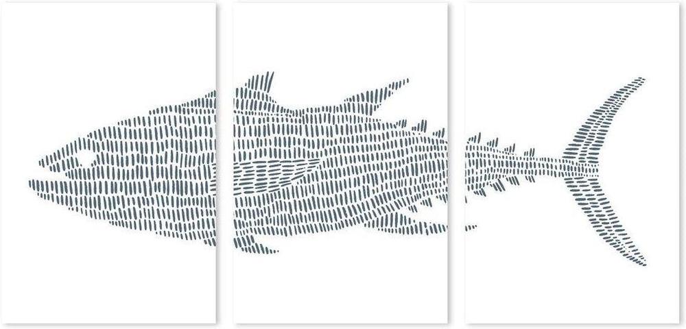 wall-art-print-canvas-poster-framed-Shark, Set Of 3-by-Emily Wood-Gioia Wall Art