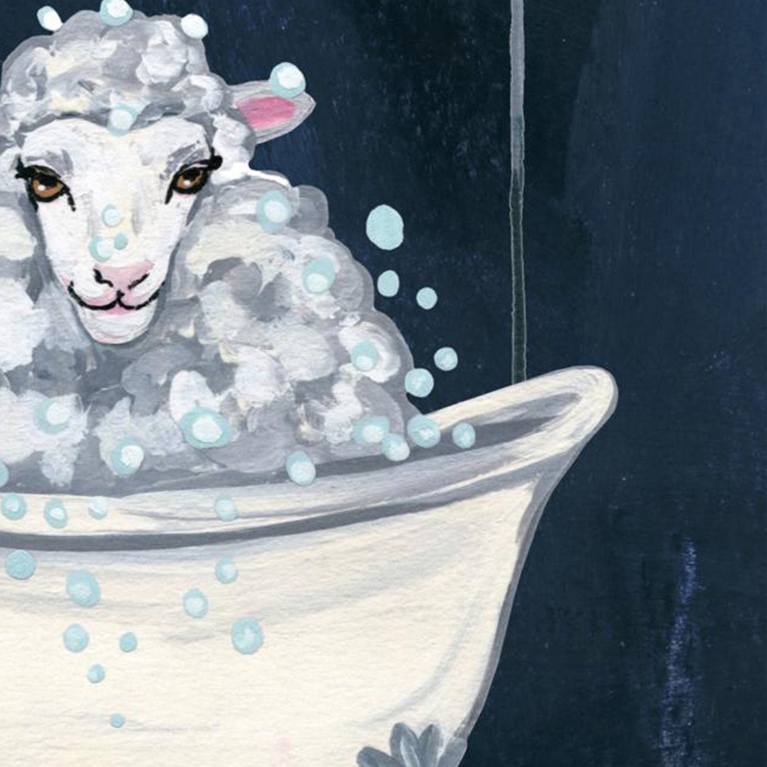 wall-art-print-canvas-poster-framed-Sheep in Tub and Suds Texture Dark-11