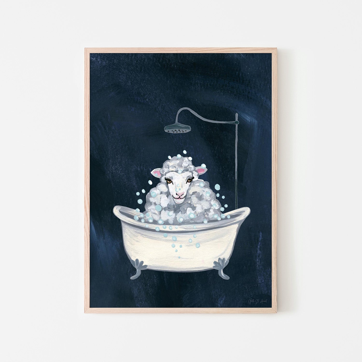 wall-art-print-canvas-poster-framed-Sheep in Tub and Suds Texture Dark-6