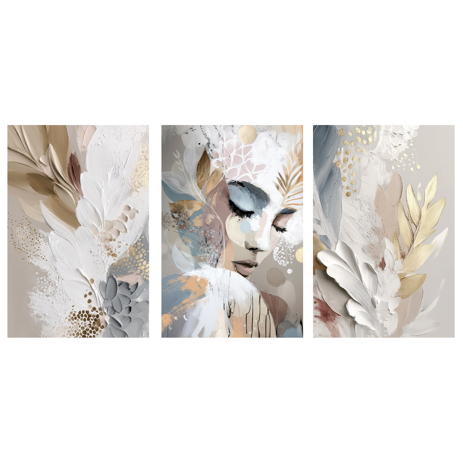 wall-art-print-canvas-poster-framed-Shy, Set Of 3-1