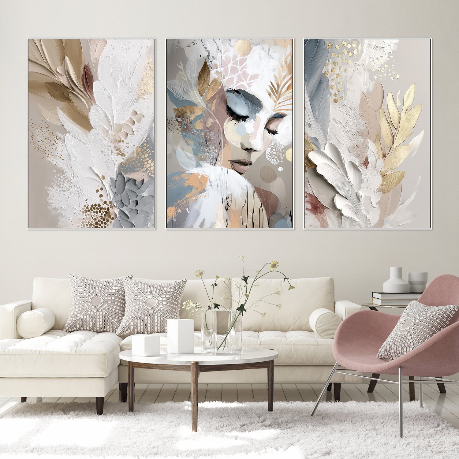 wall-art-print-canvas-poster-framed-Shy, Set Of 3-2