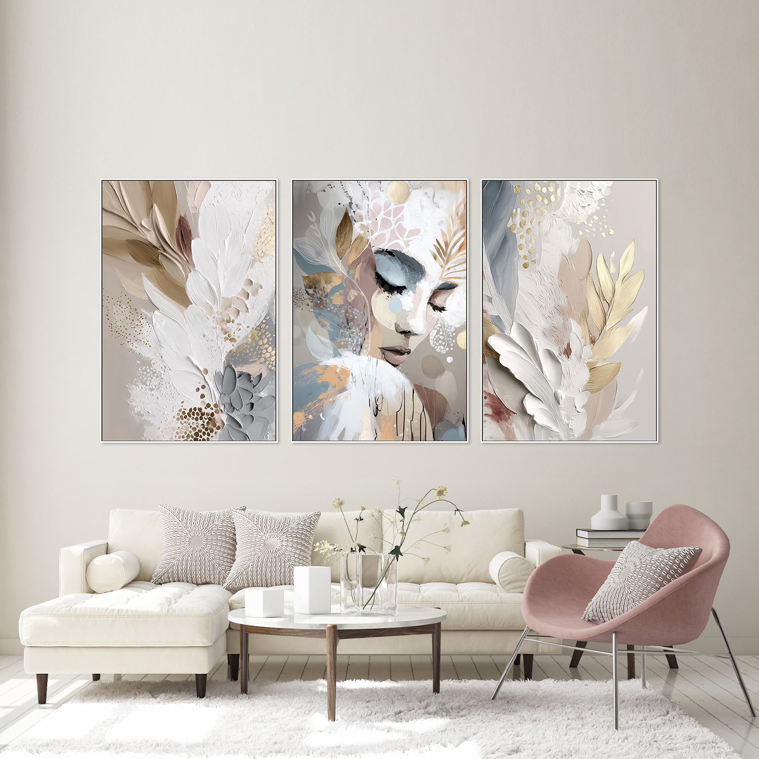 wall-art-print-canvas-poster-framed-Shy, Set Of 3-7
