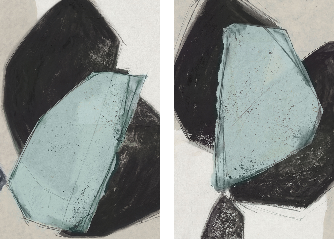 wall-art-print-canvas-poster-framed-Simply Shapes, Style A & B, Set Of 2-1