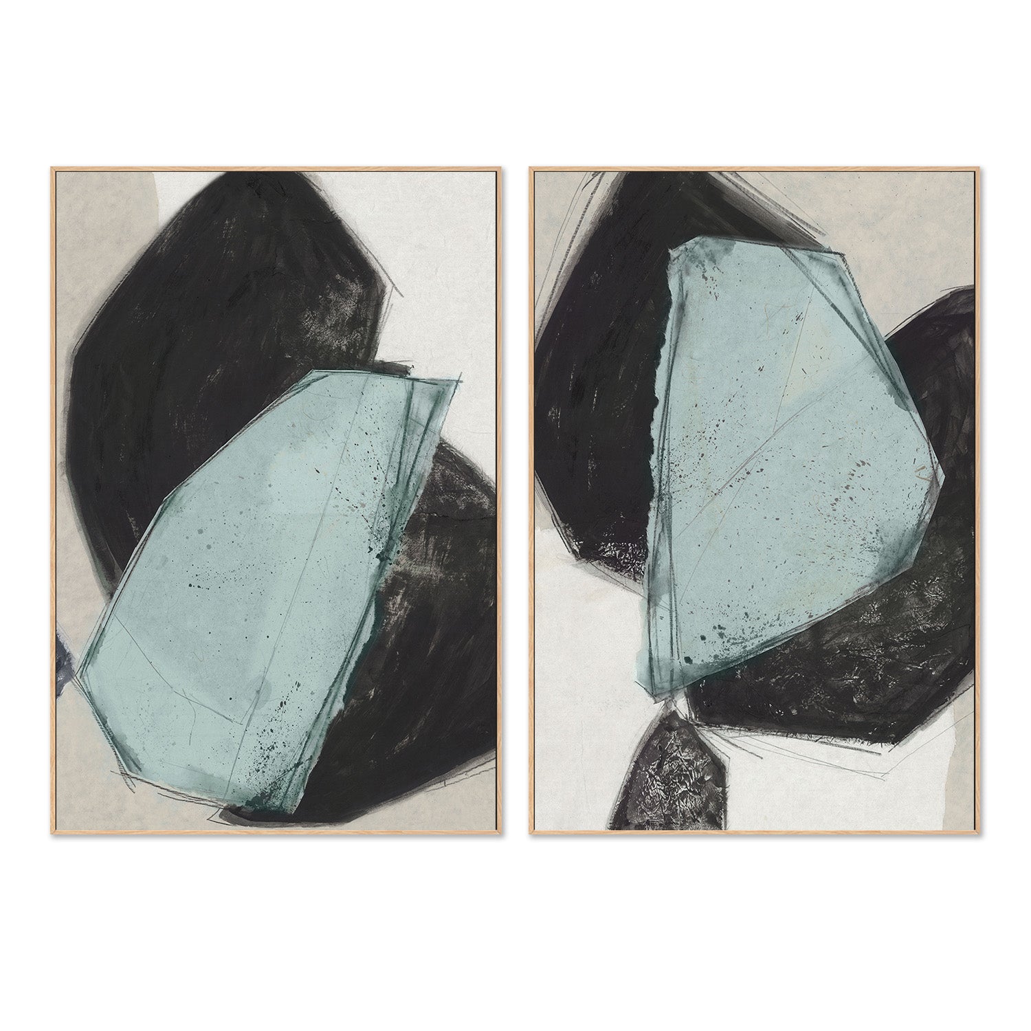 wall-art-print-canvas-poster-framed-Simply Shapes, Style A & B, Set Of 2-4