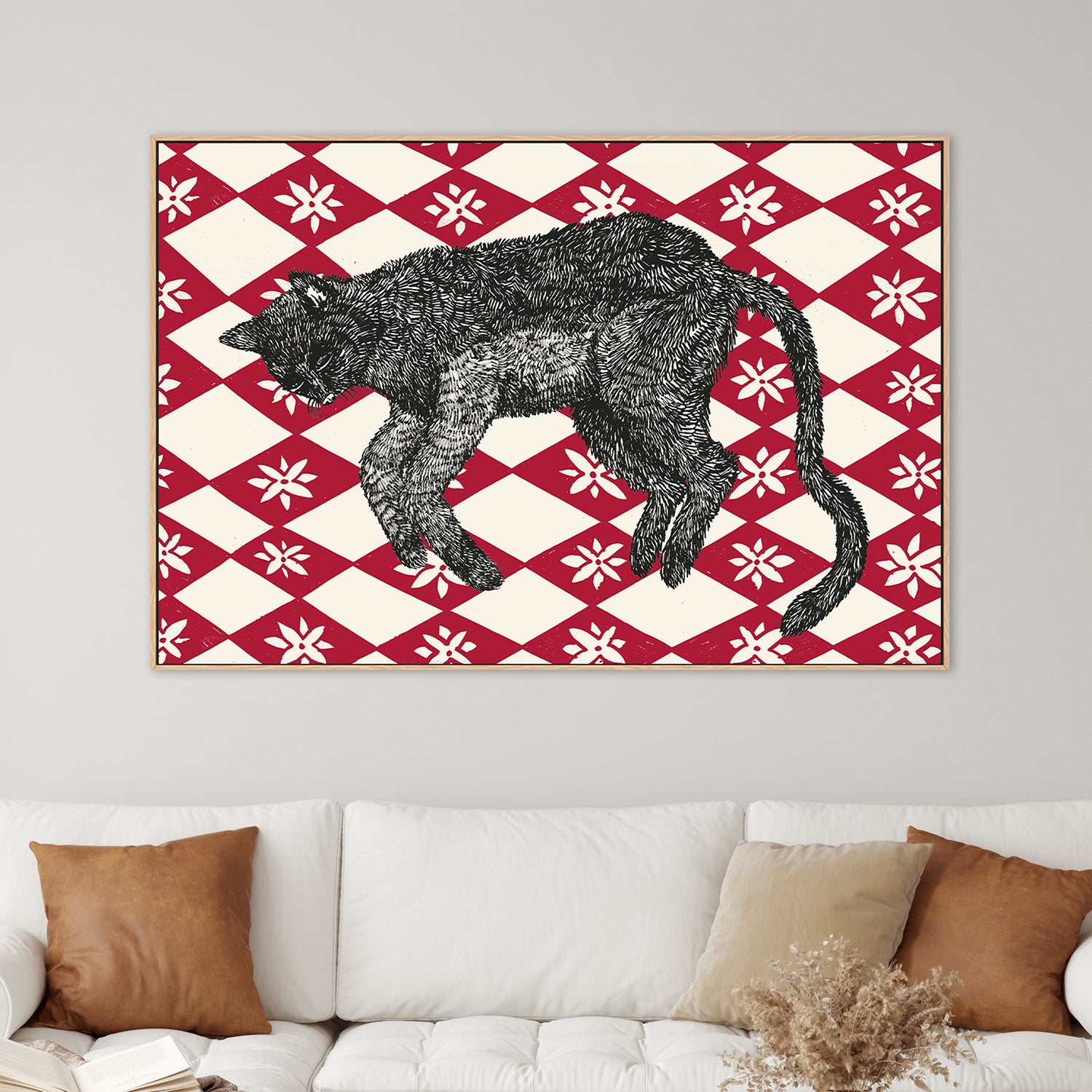 wall-art-print-canvas-poster-framed-Sleeping Cat, Style A-2