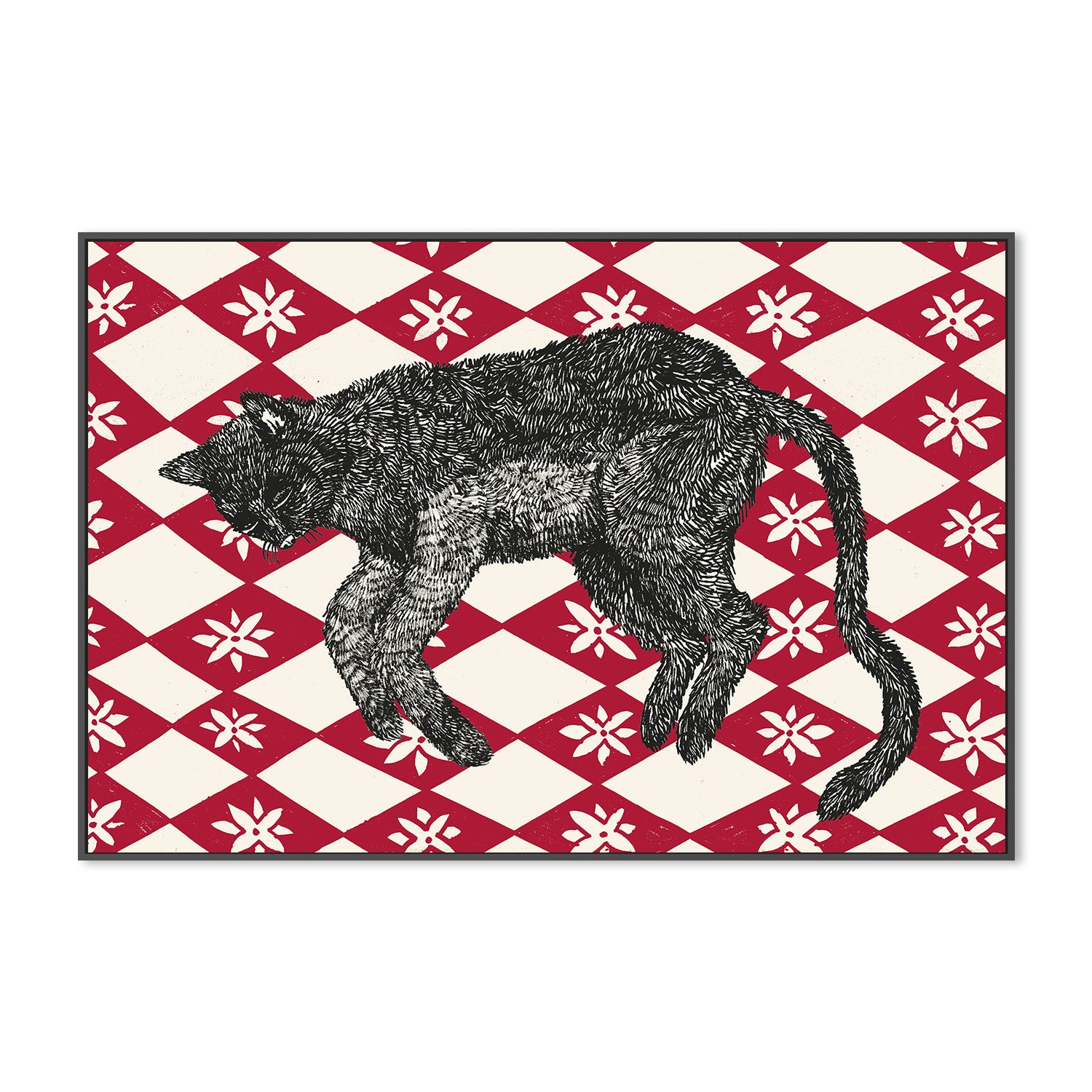 wall-art-print-canvas-poster-framed-Sleeping Cat, Style A-3