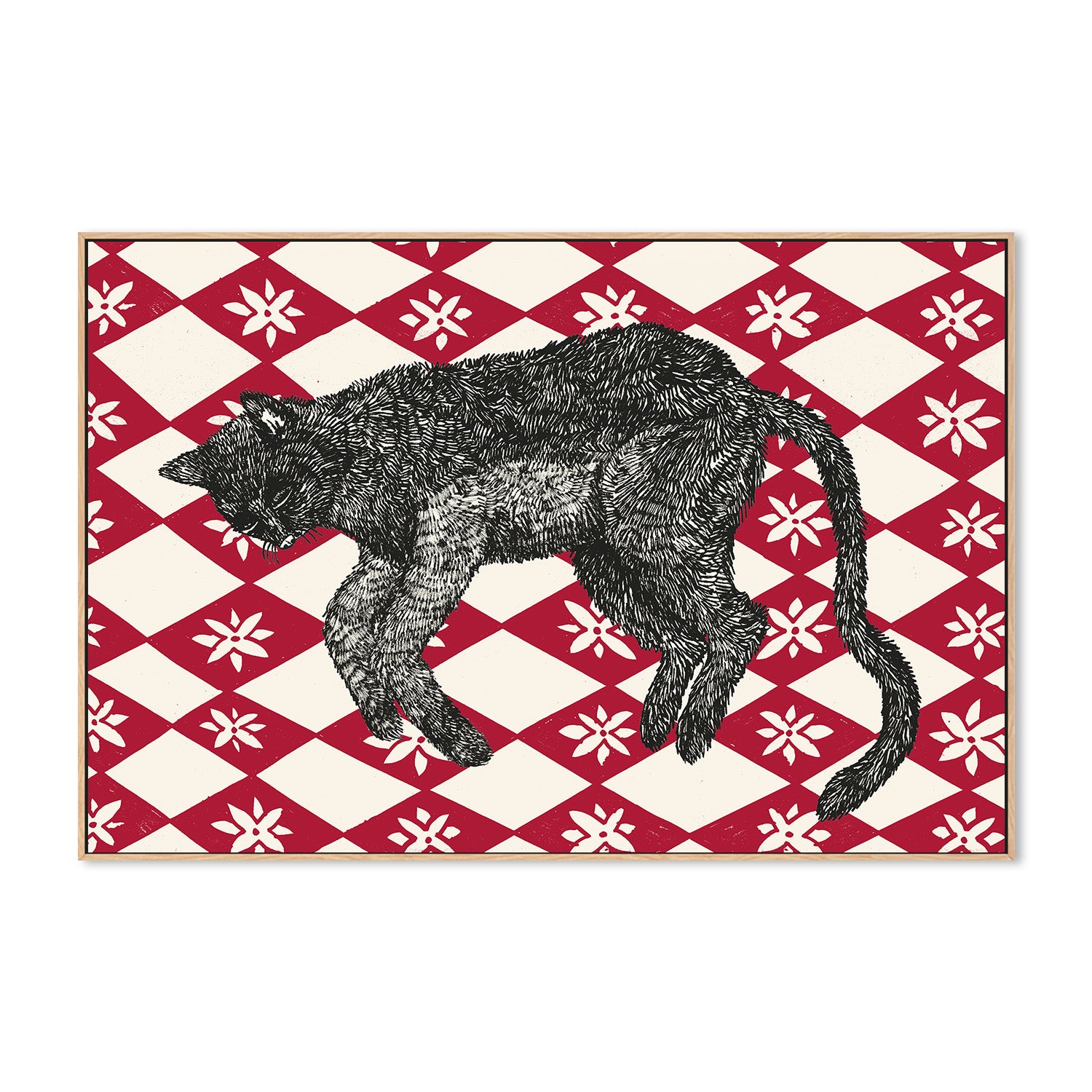 wall-art-print-canvas-poster-framed-Sleeping Cat, Style A-4