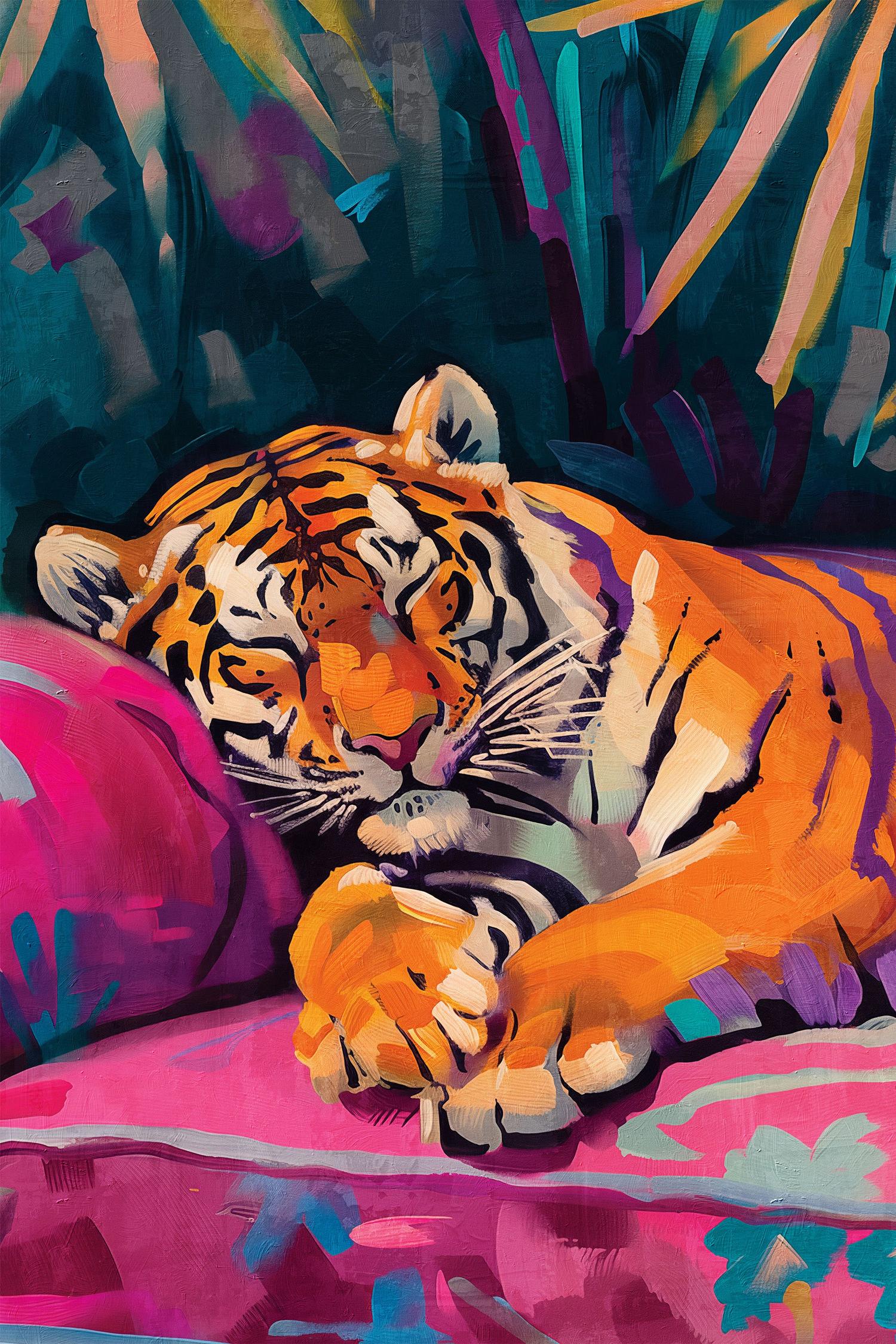 wall-art-print-canvas-poster-framed-Sleeping Tiger, Style A-1