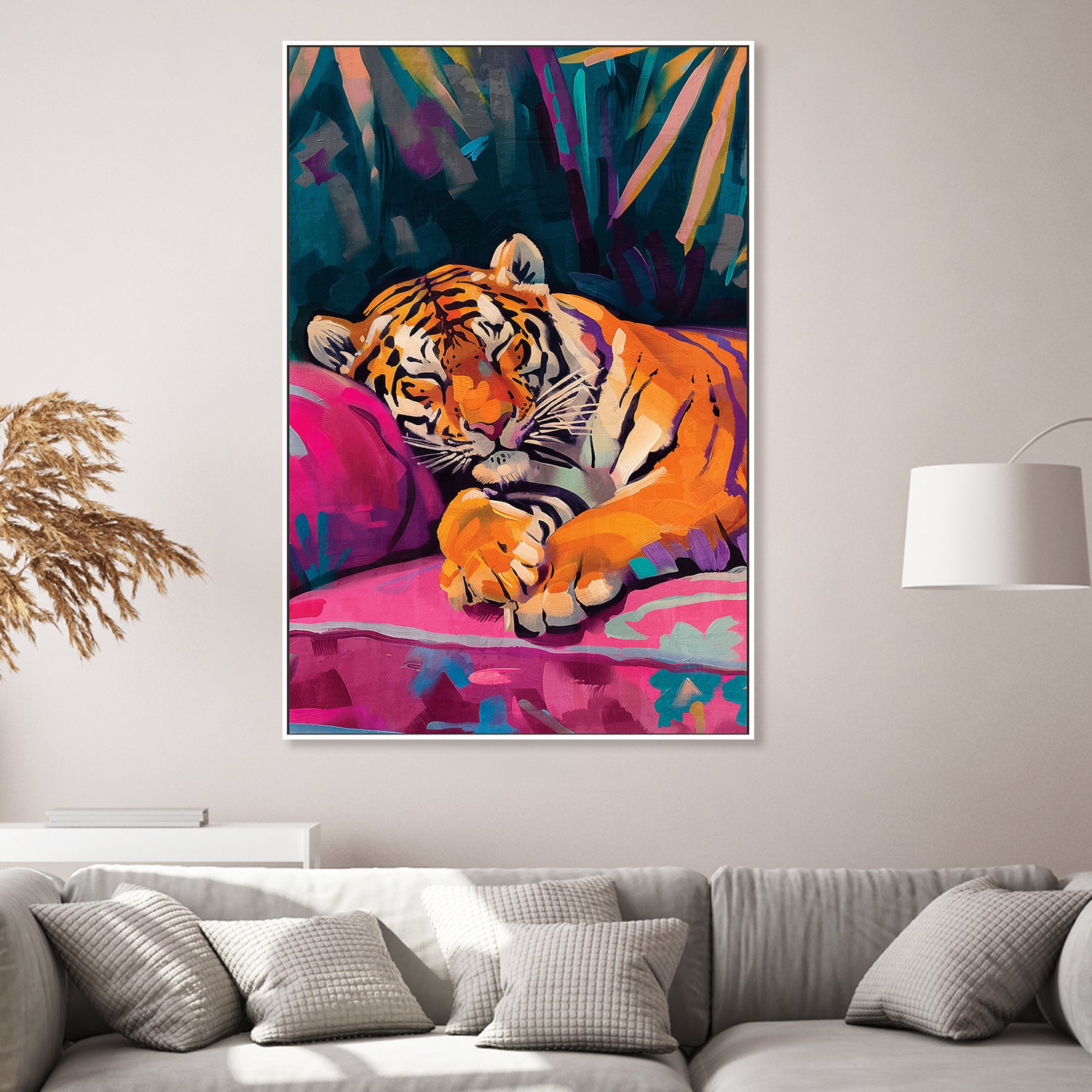 wall-art-print-canvas-poster-framed-Sleeping Tiger, Style A-2