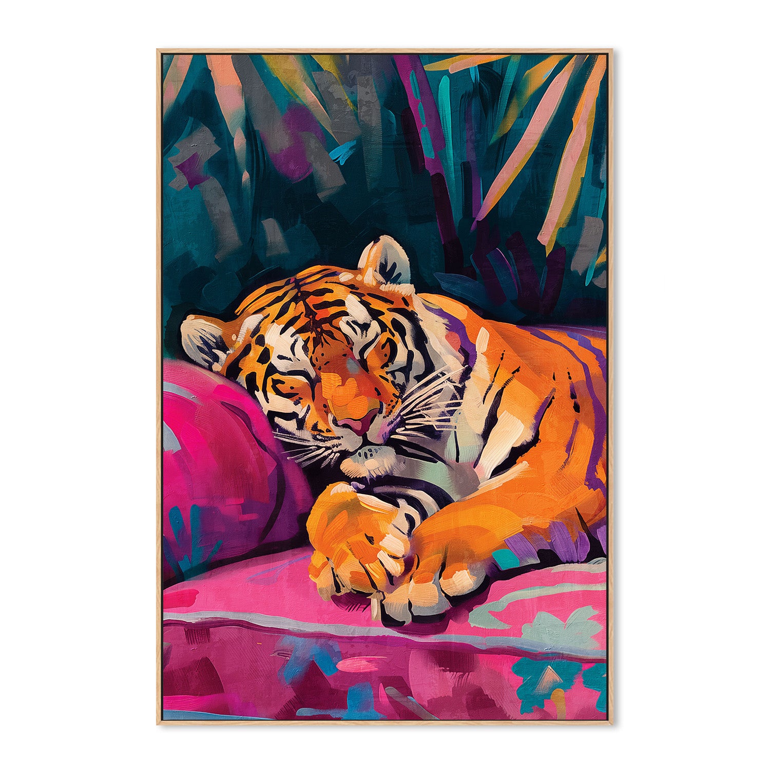 wall-art-print-canvas-poster-framed-Sleeping Tiger, Style A-4