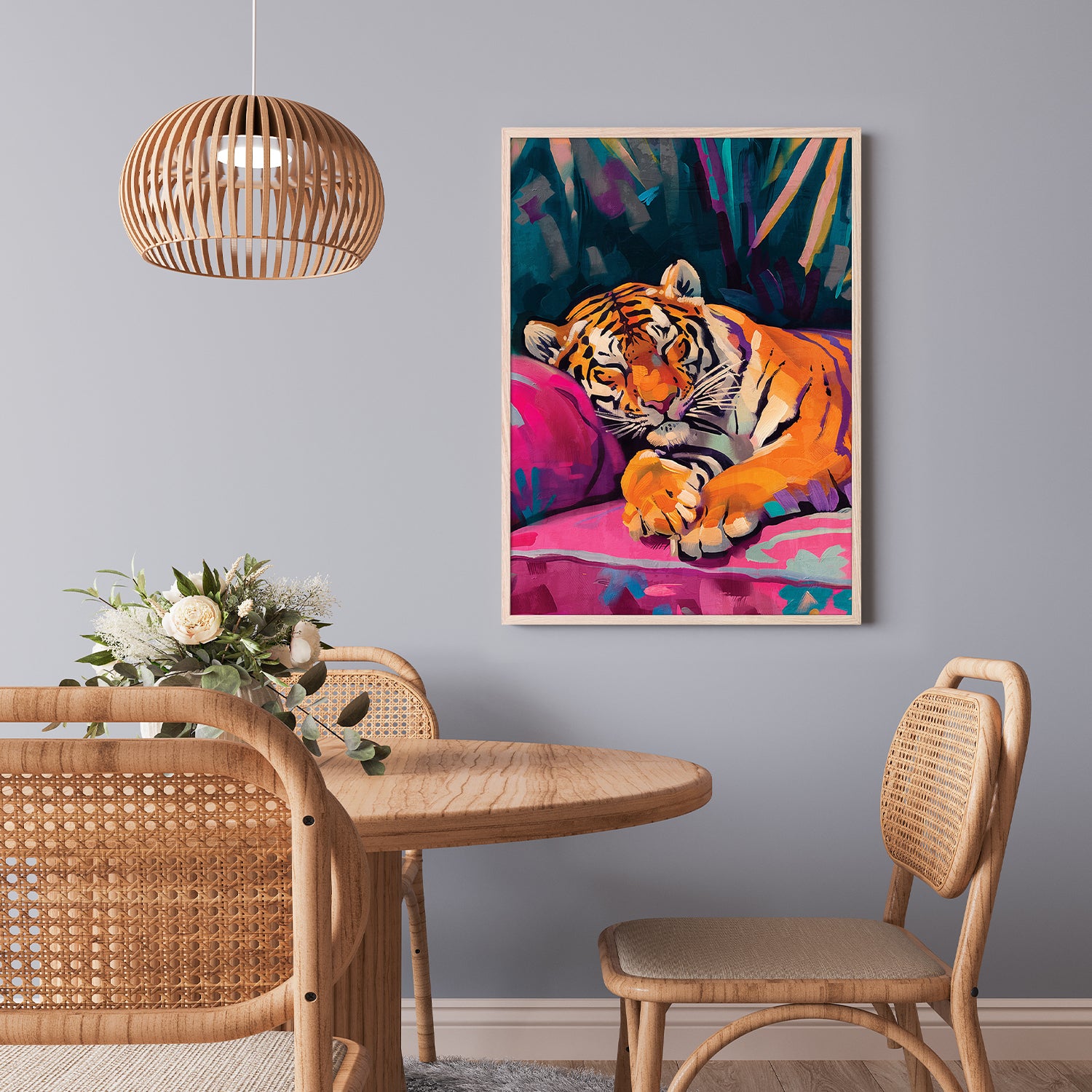 wall-art-print-canvas-poster-framed-Sleeping Tiger, Style A-8