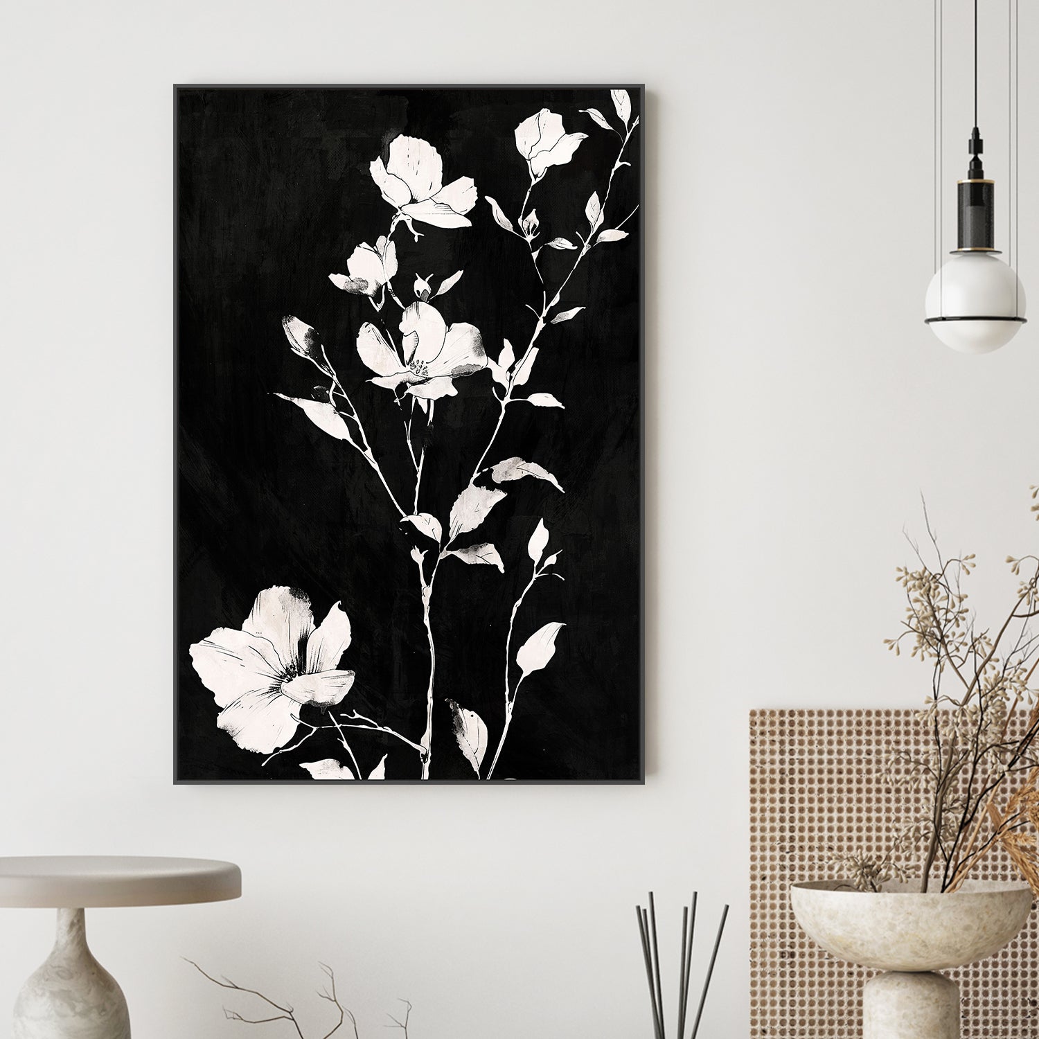 wall-art-print-canvas-poster-framed-Smoky Florals, Style E-2