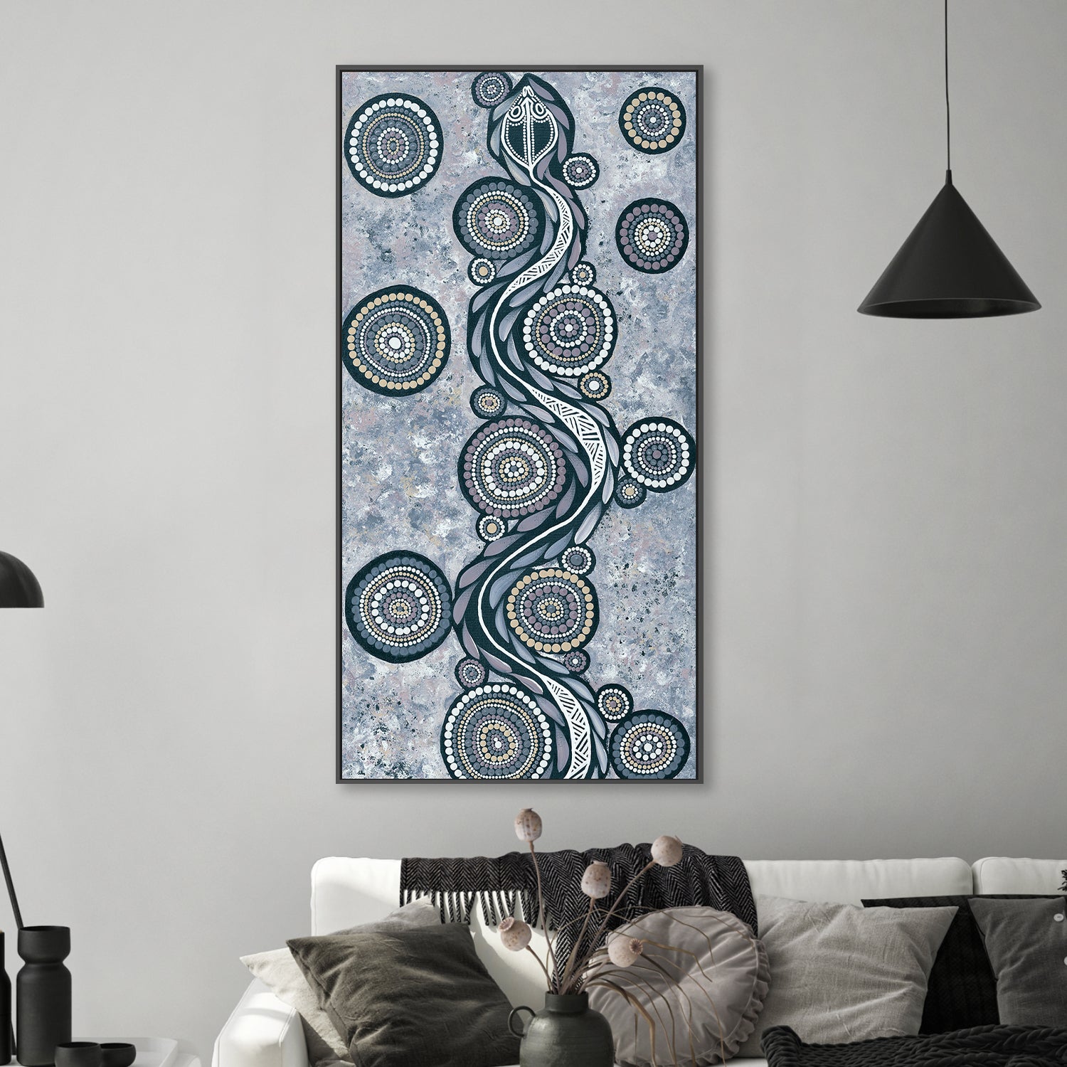 wall-art-print-canvas-poster-framed-Snake On Long Travels, Blue Tone , By Emma Rigney-2