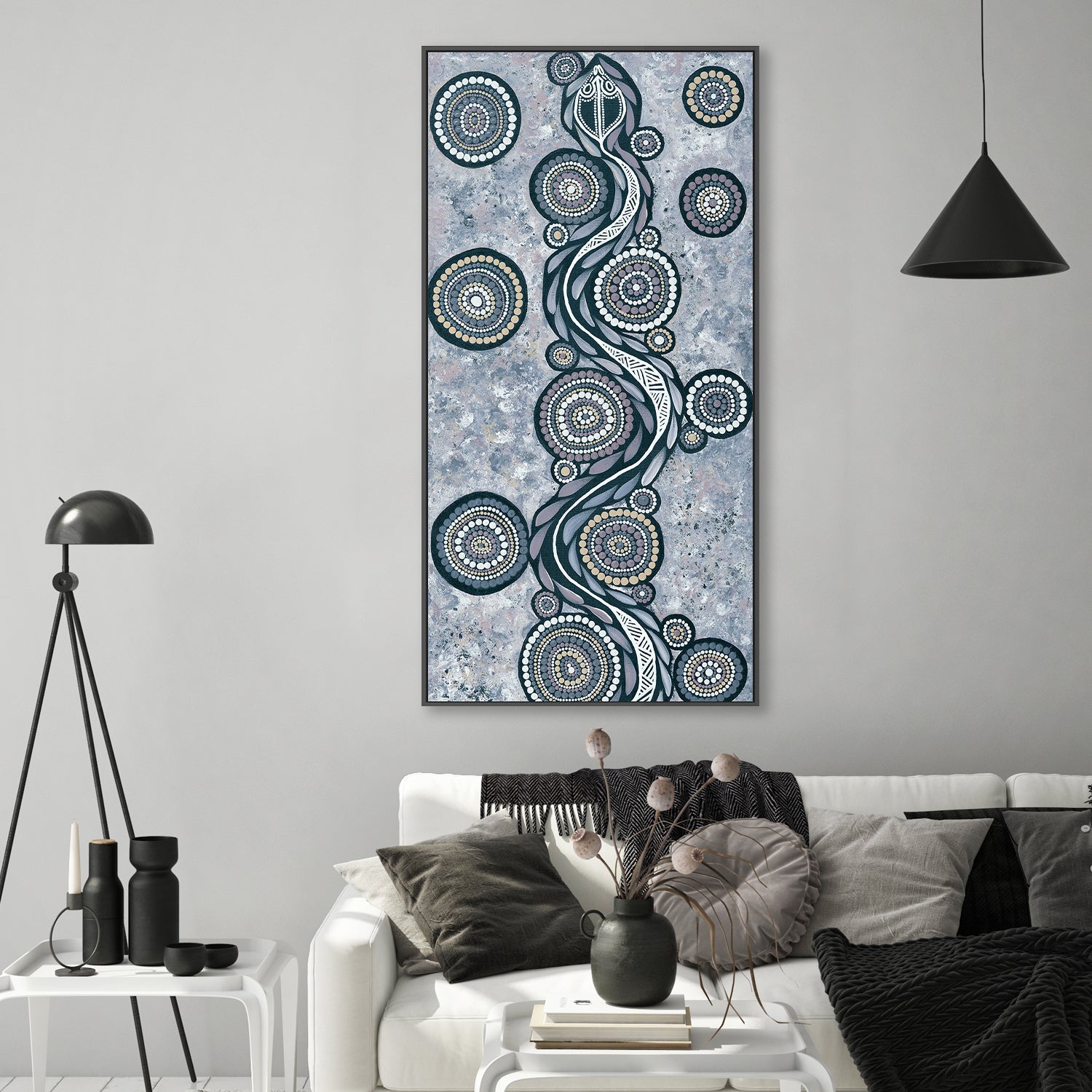 wall-art-print-canvas-poster-framed-Snake On Long Travels, Blue Tone , By Emma Rigney-7