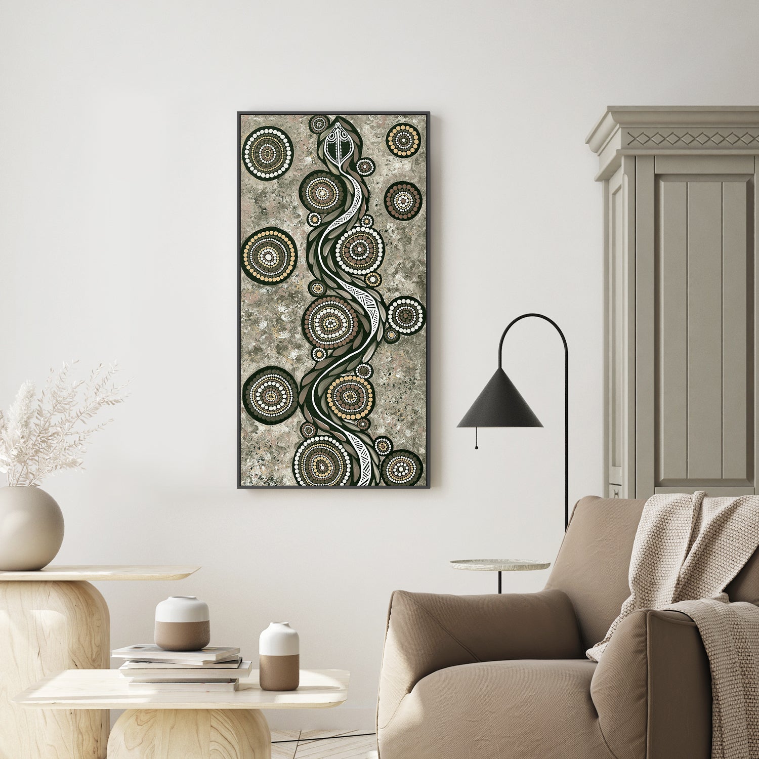 wall-art-print-canvas-poster-framed-Snake On Long Travels, Earths Green Tone , By Emma Rigney-2