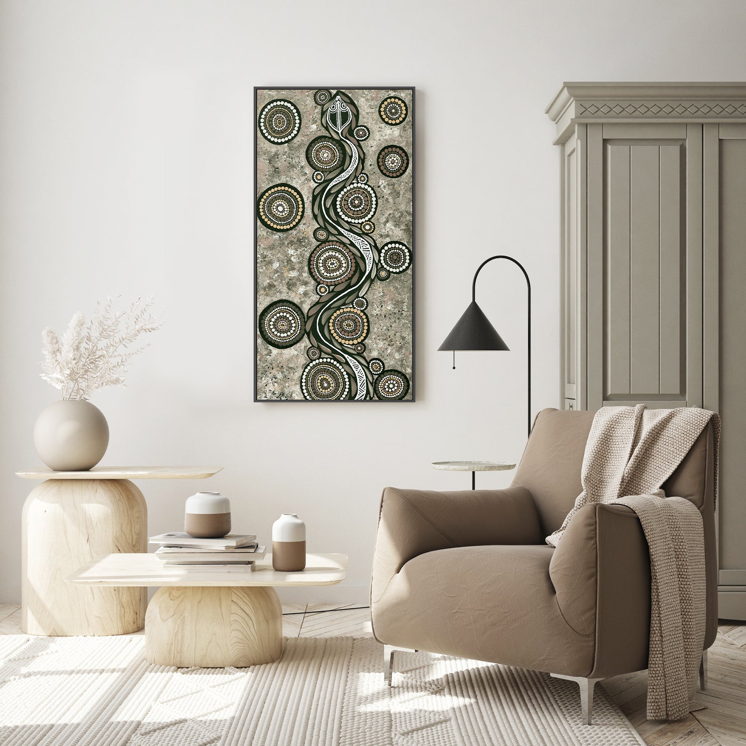 wall-art-print-canvas-poster-framed-Snake On Long Travels, Earths Green Tone , By Emma Rigney-7