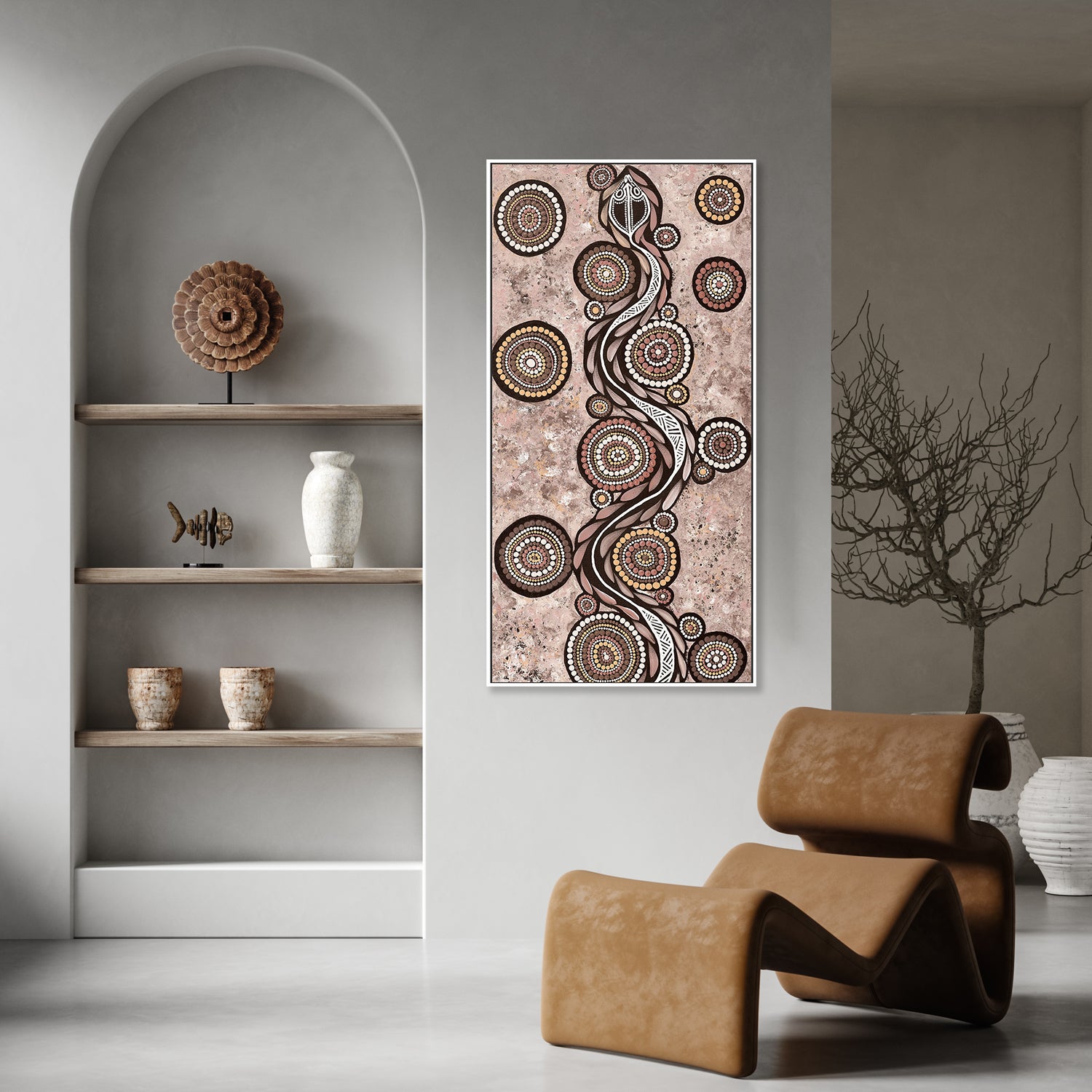 wall-art-print-canvas-poster-framed-Snake On Long Travels, Mocha Tone , By Emma Rigney-7