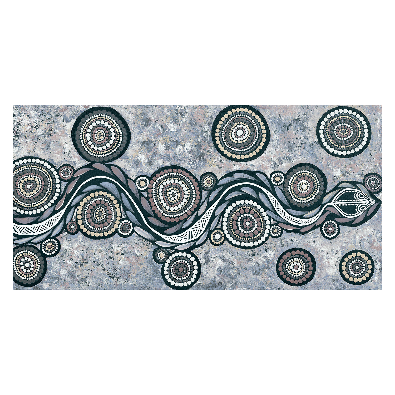 wall-art-print-canvas-poster-framed-Snake On Long Travels, Style B, Blue Tone , By Emma Rigney-1