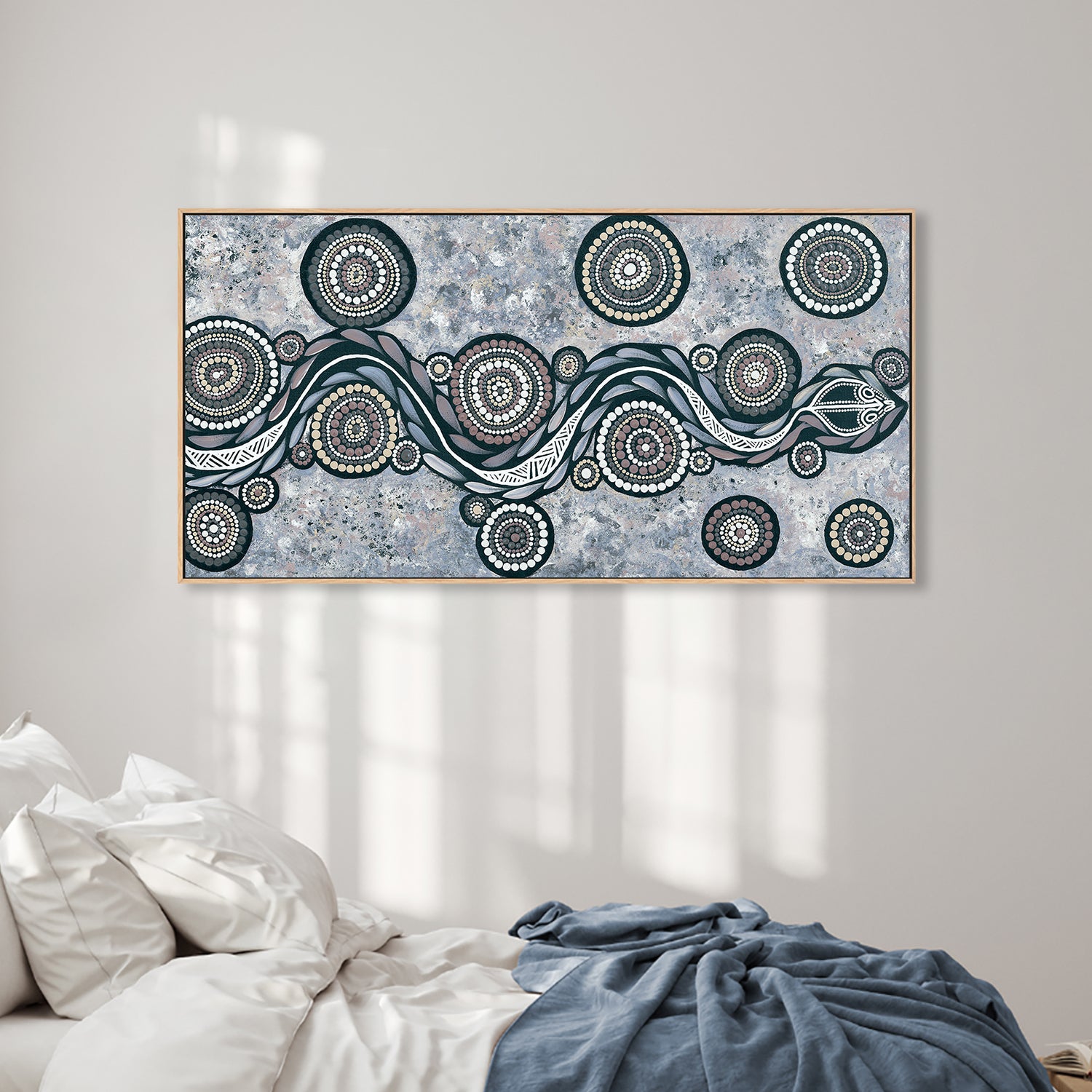 wall-art-print-canvas-poster-framed-Snake On Long Travels, Style B, Blue Tone , By Emma Rigney-2
