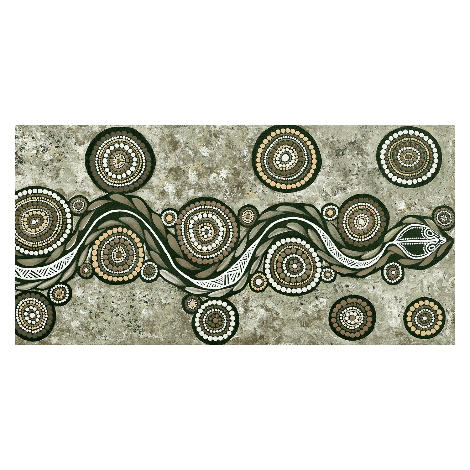 wall-art-print-canvas-poster-framed-Snake On Long Travels, Style B, Earth Green Tone , By Emma Rigney-1