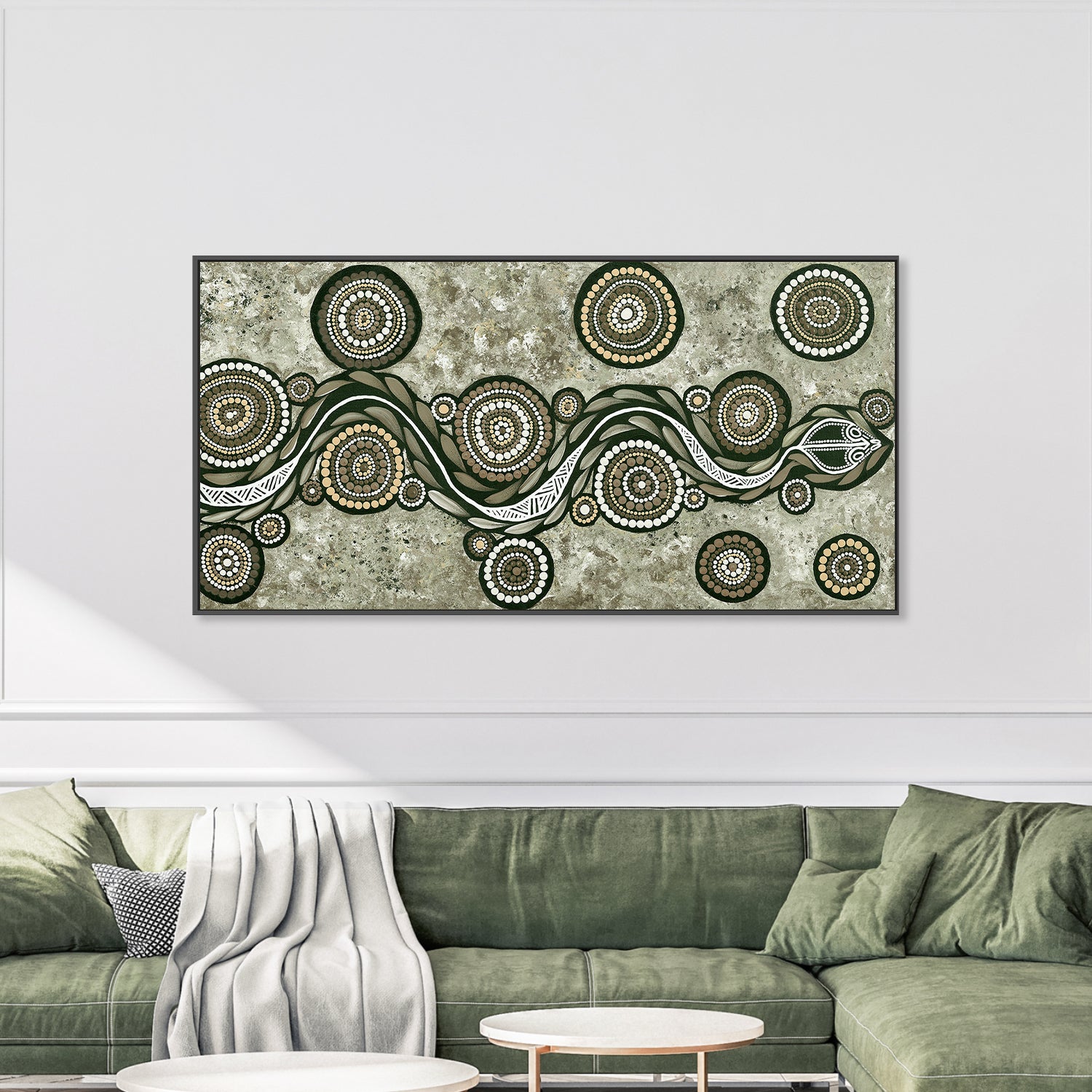 wall-art-print-canvas-poster-framed-Snake On Long Travels, Style B, Earth Green Tone , By Emma Rigney-2