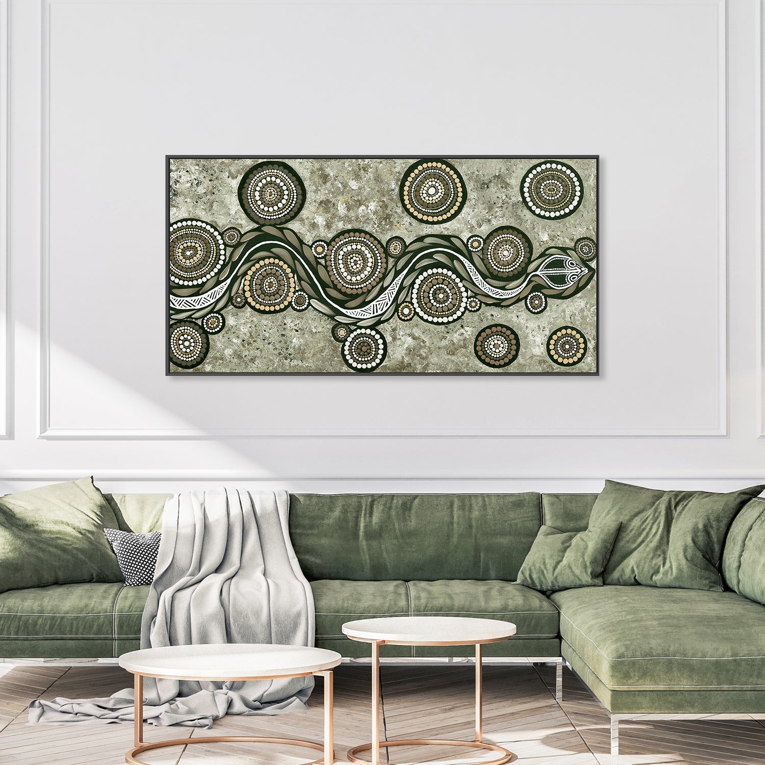 wall-art-print-canvas-poster-framed-Snake On Long Travels, Style B, Earth Green Tone , By Emma Rigney-7