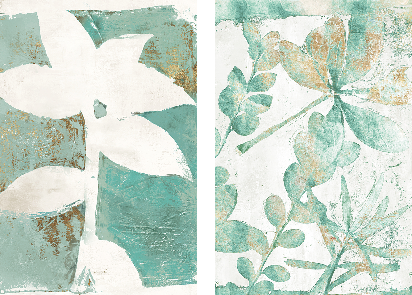 wall-art-print-canvas-poster-framed-Solitaire Flora Green & Garden Variety Green, Set Of 2 , By Elizabeth St Hilaire-1