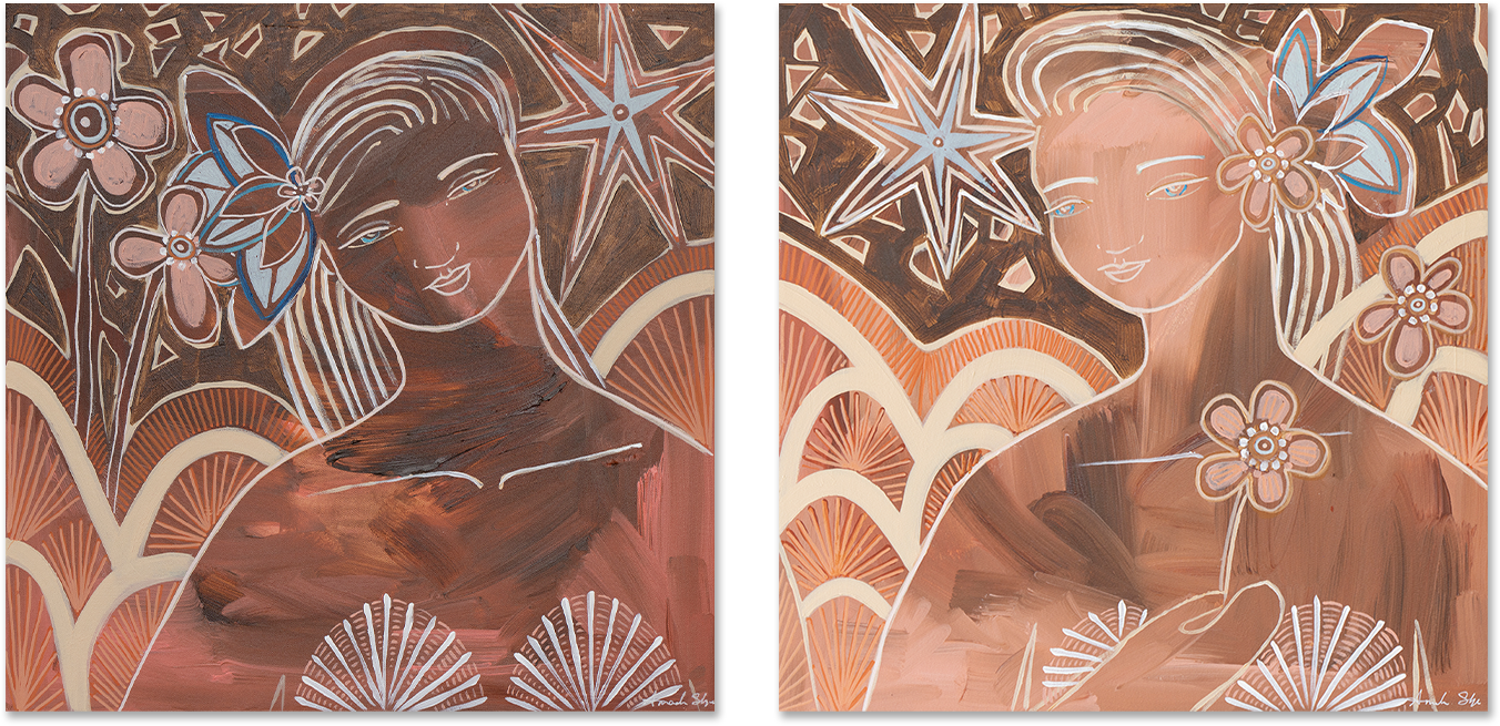 wall-art-print-canvas-poster-framed-Soul Sisters, Style A & B, Rhodanite And Garnet, Set Of 2 , By Amanda Skye-1