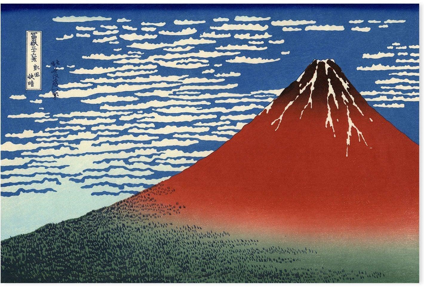 wall-art-print-canvas-poster-framed-South Wind at Clear Dawn-by-Katsushika Hokusai-Gioia Wall Art