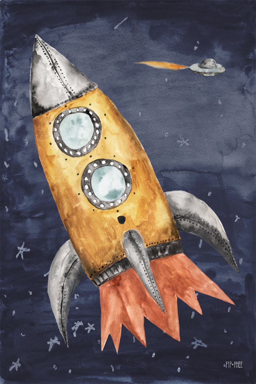 wall-art-print-canvas-poster-framed-Space Rocket , By Pip and Phee-1